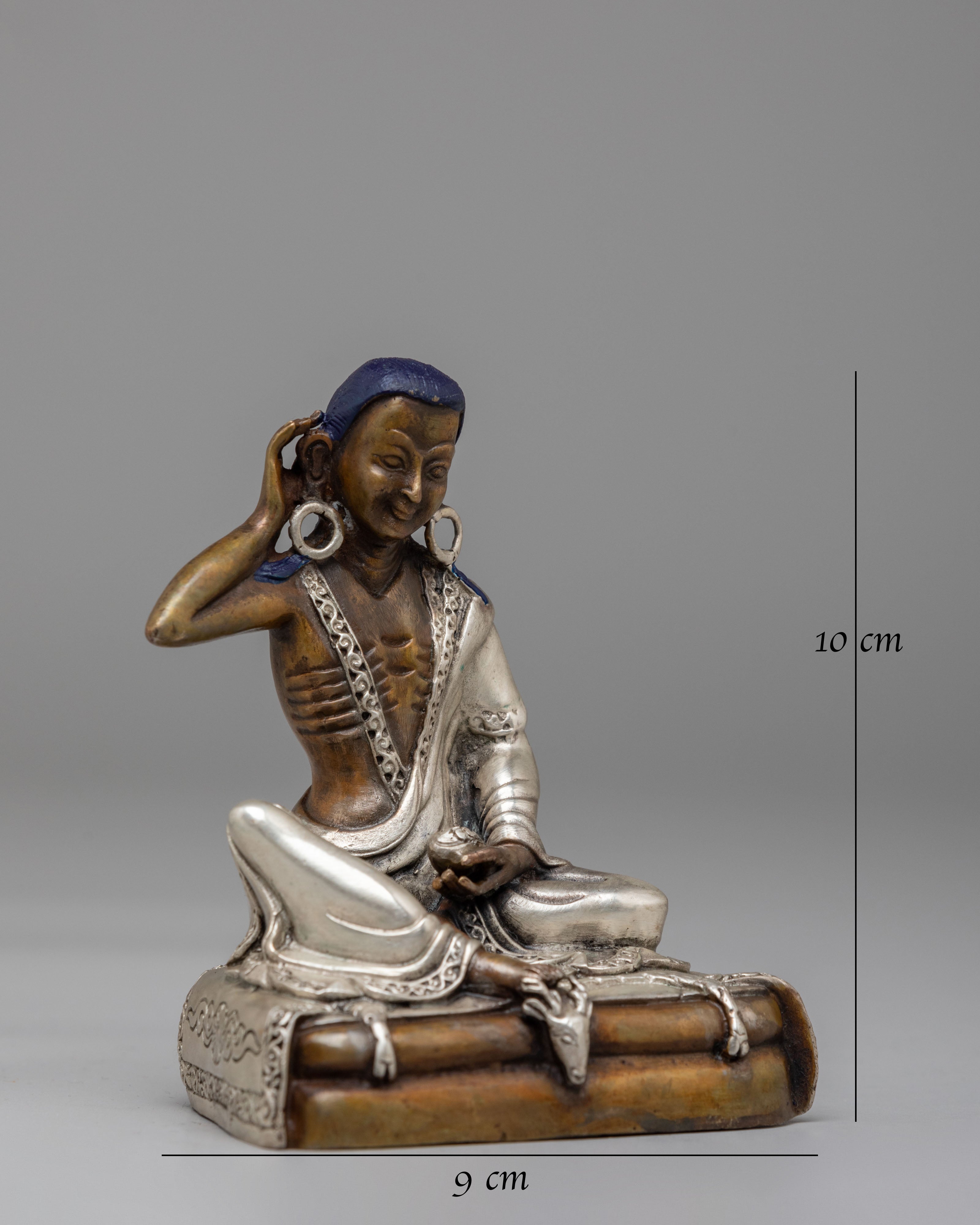 Himalayan Yogi Milarepa Statue | Handmade Oxidized Copper Artwork