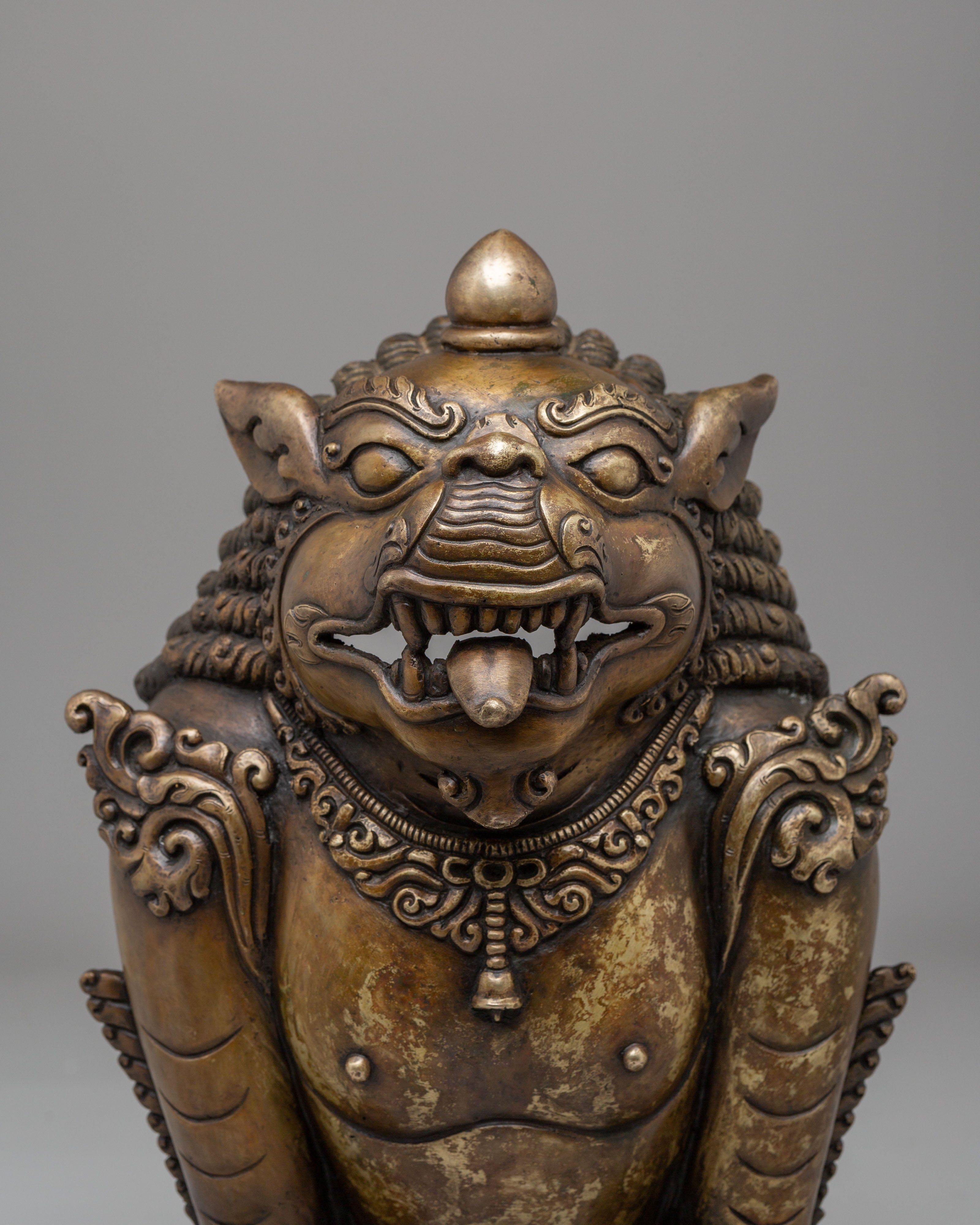 Tibetan Lion Wall Hanging Art | Handcrafted Bronze Decor Piece