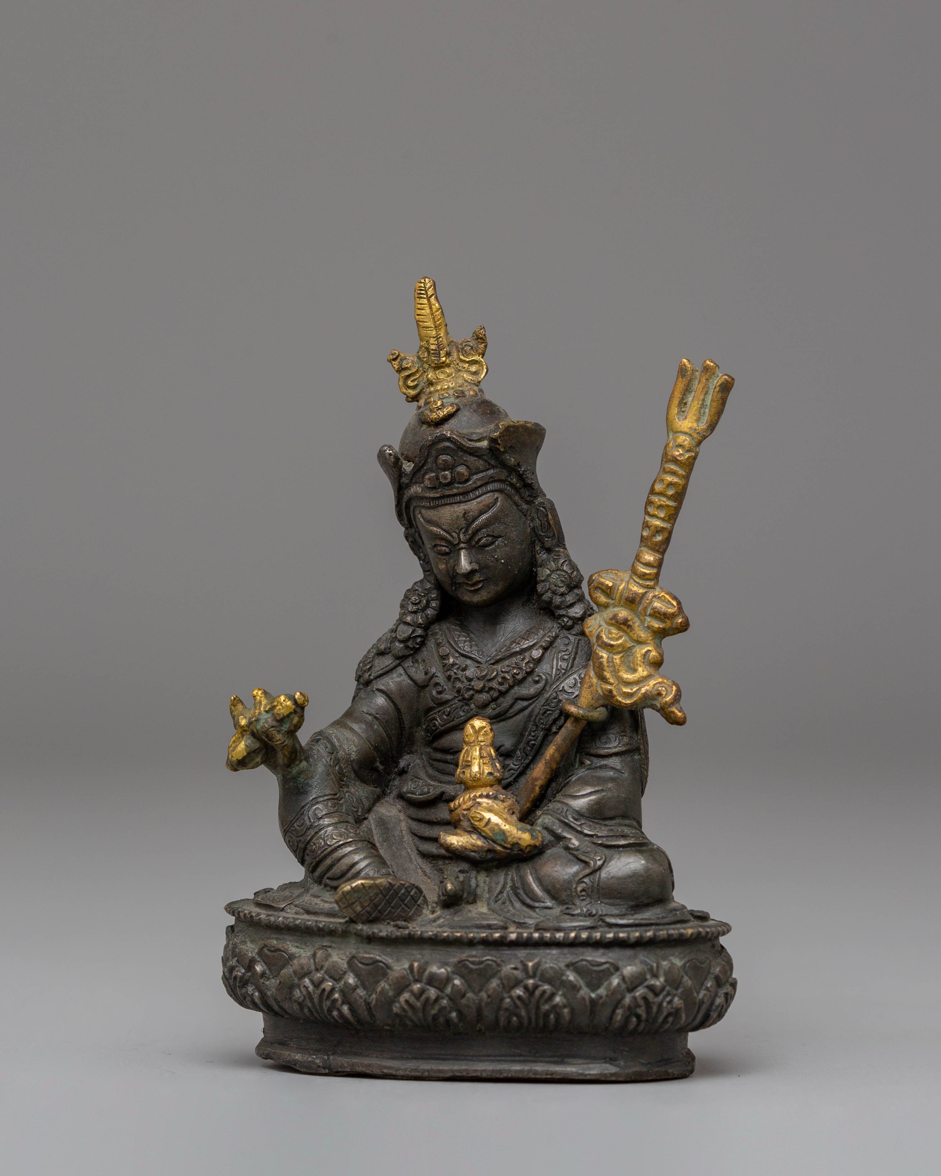 Guru Rinpoche Handmade Dark Oxidized Sculpture | The Precious Master