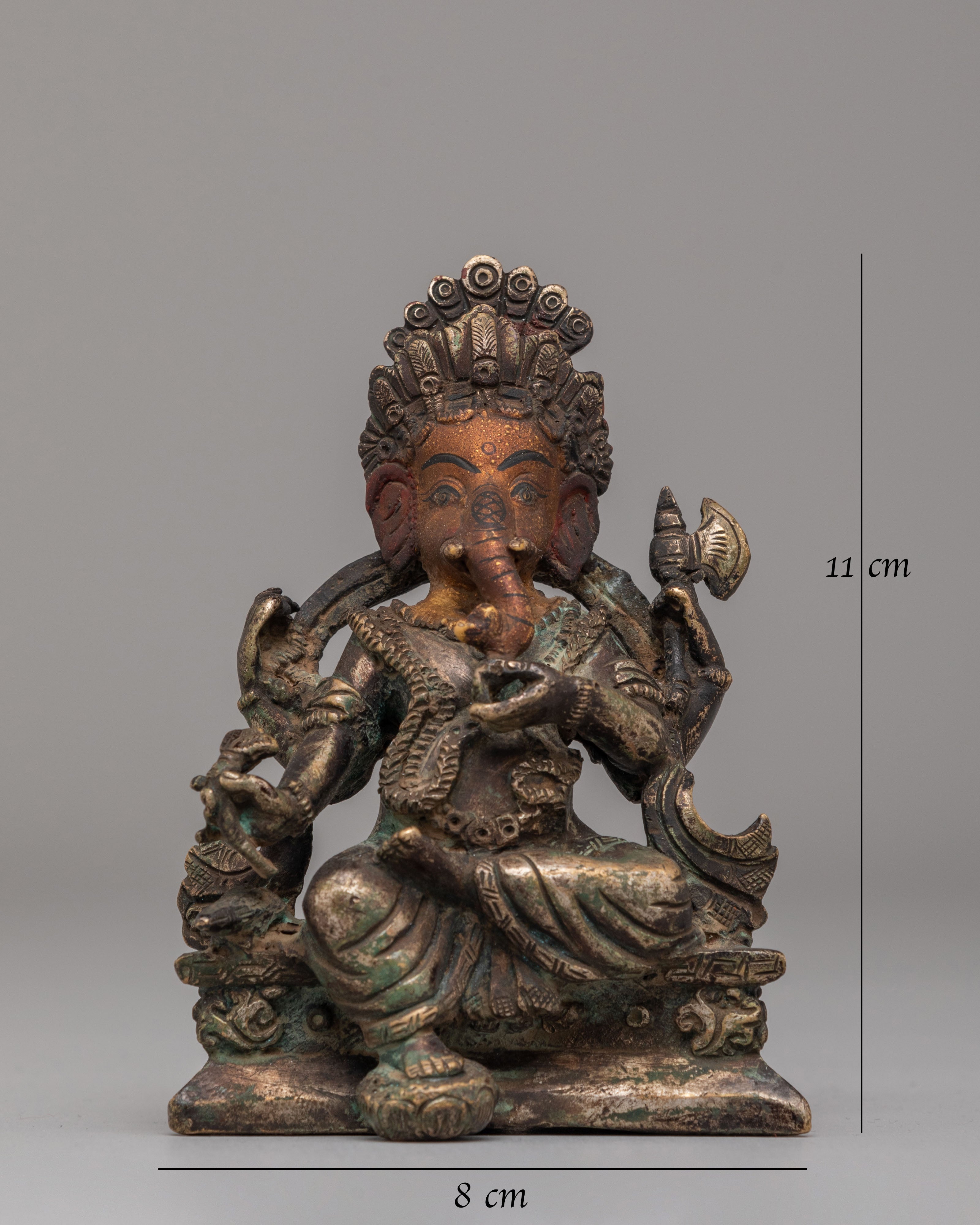 Himalayan Lord Ganesha Sculpture | Antique Finish Copper Statue