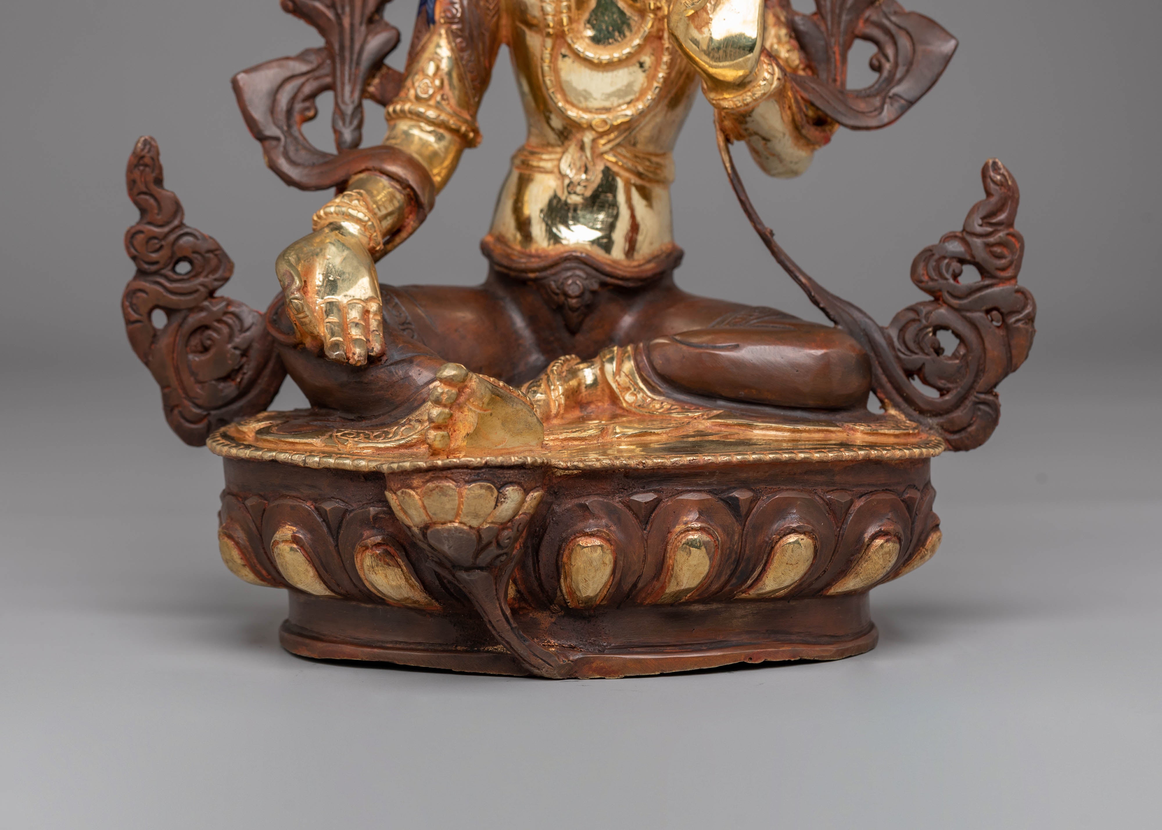 Tibetan Green Tara Protection Statue | Goddess of Compassion & Swift Action
