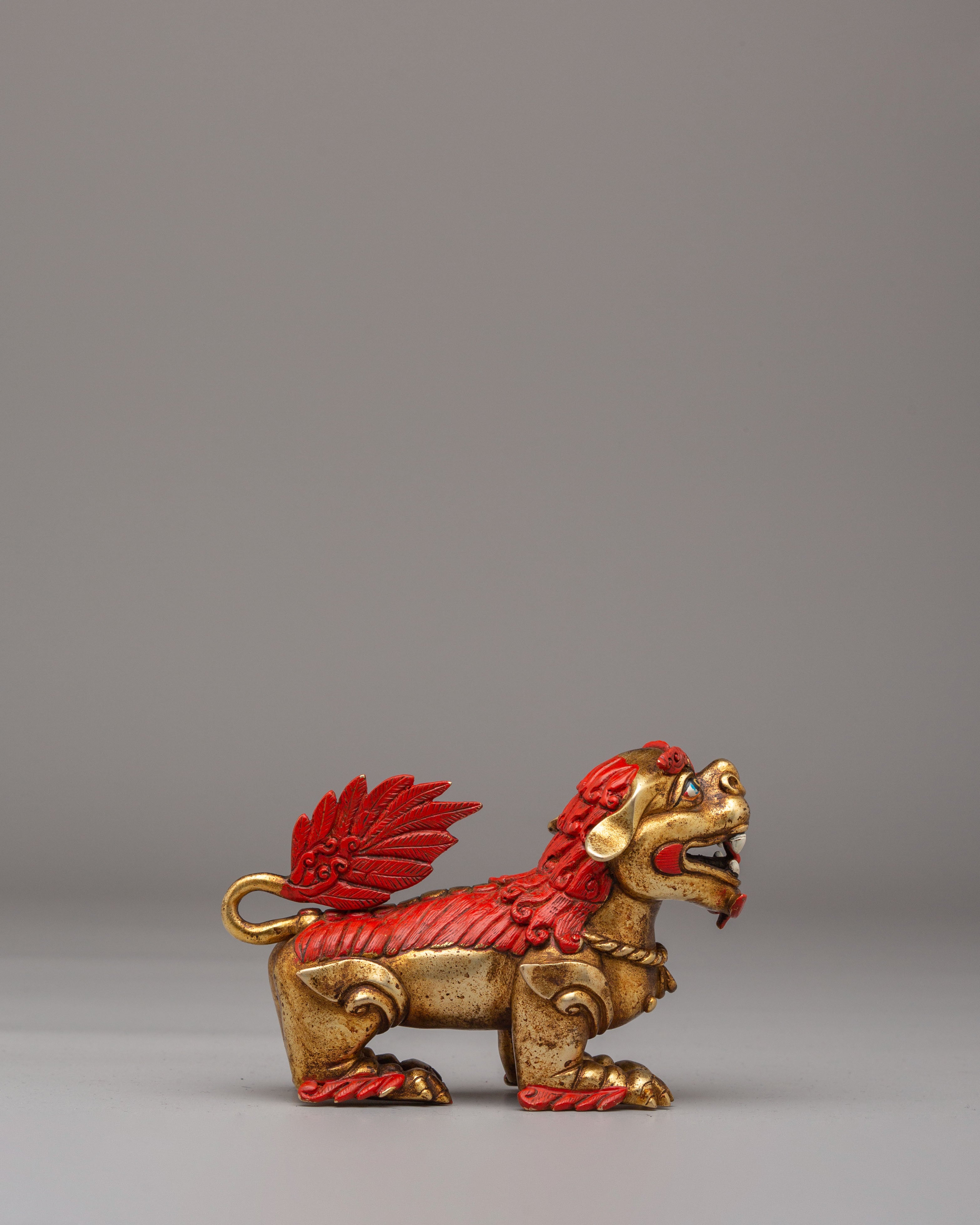Traditional Decorative Lion Set | Handcrafted Copper Lion Figurines