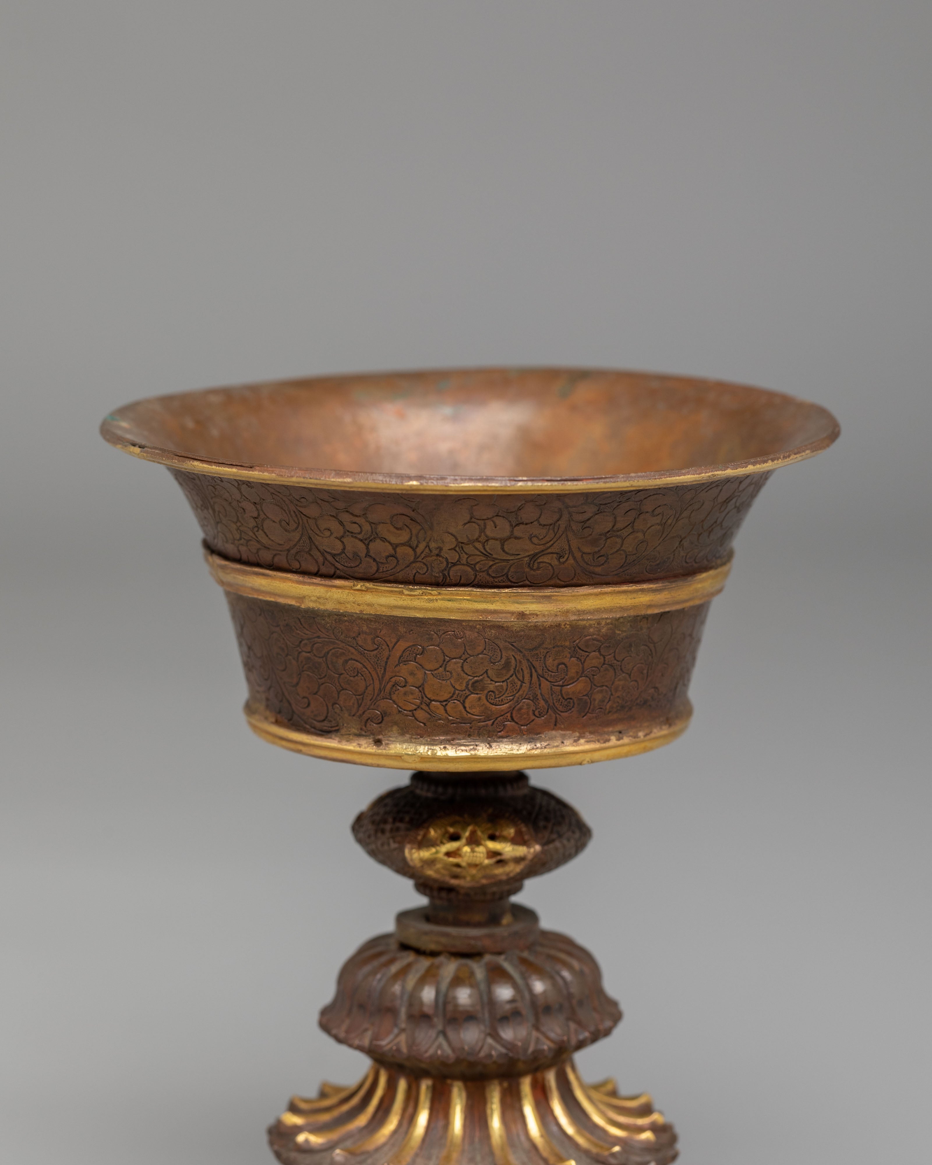 Himalayan Altar Butter Lamp | Sacred Copper Ritual Lamp