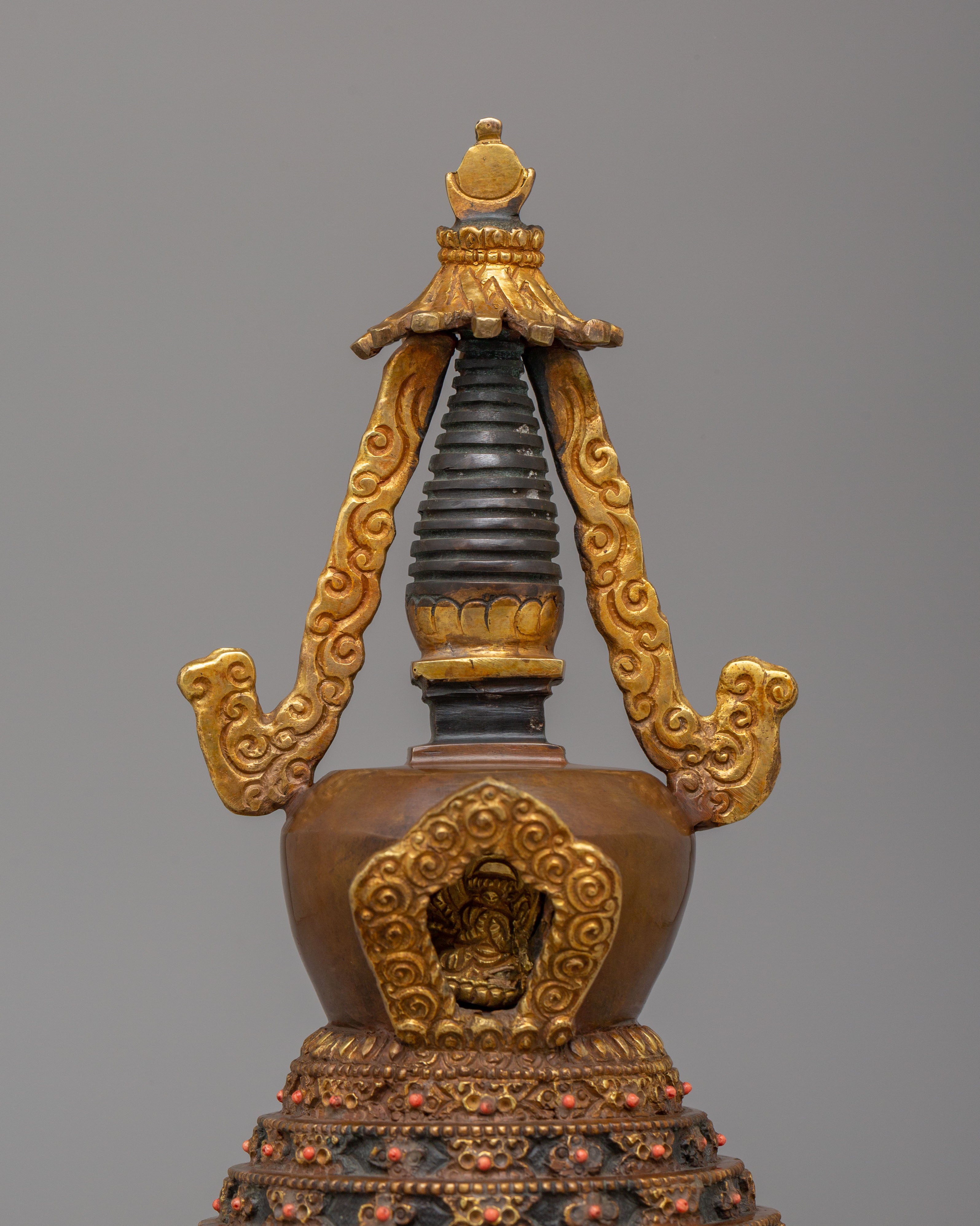 Sacred Lotus Blossom Stupa for Altar | Tibetan Buddhist Shrine Decor