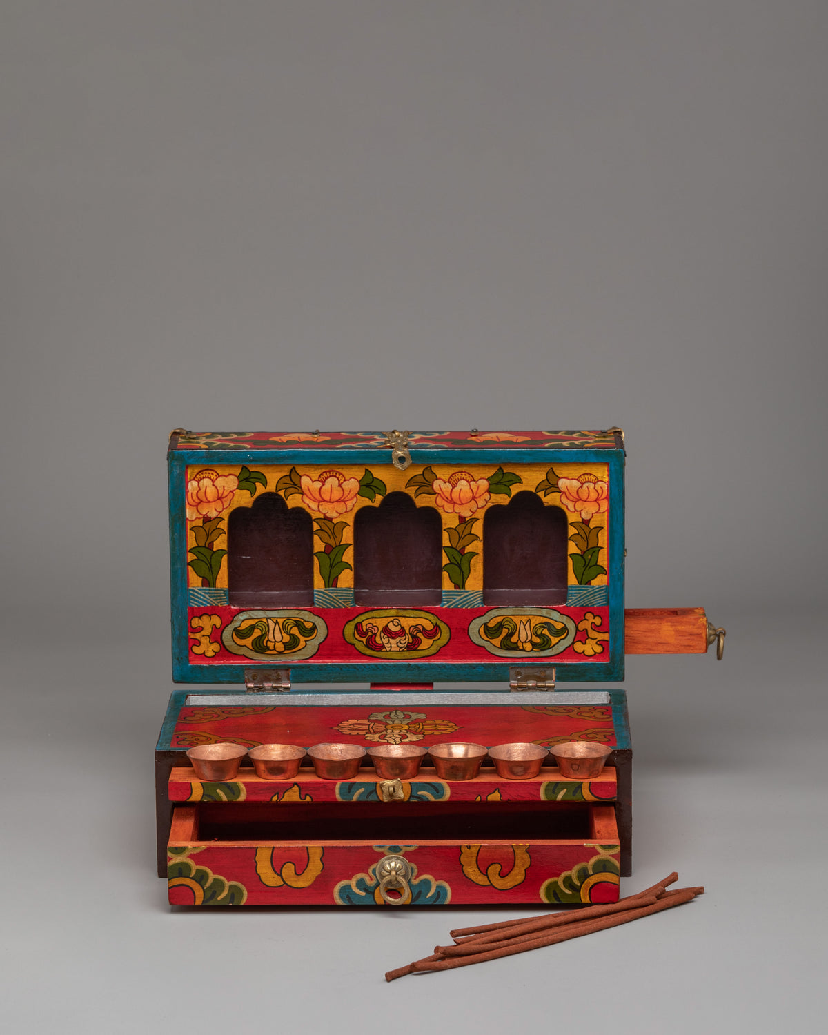 Tibetan Altar Box with Statue | Perfect for Meditation & Spiritual Decor