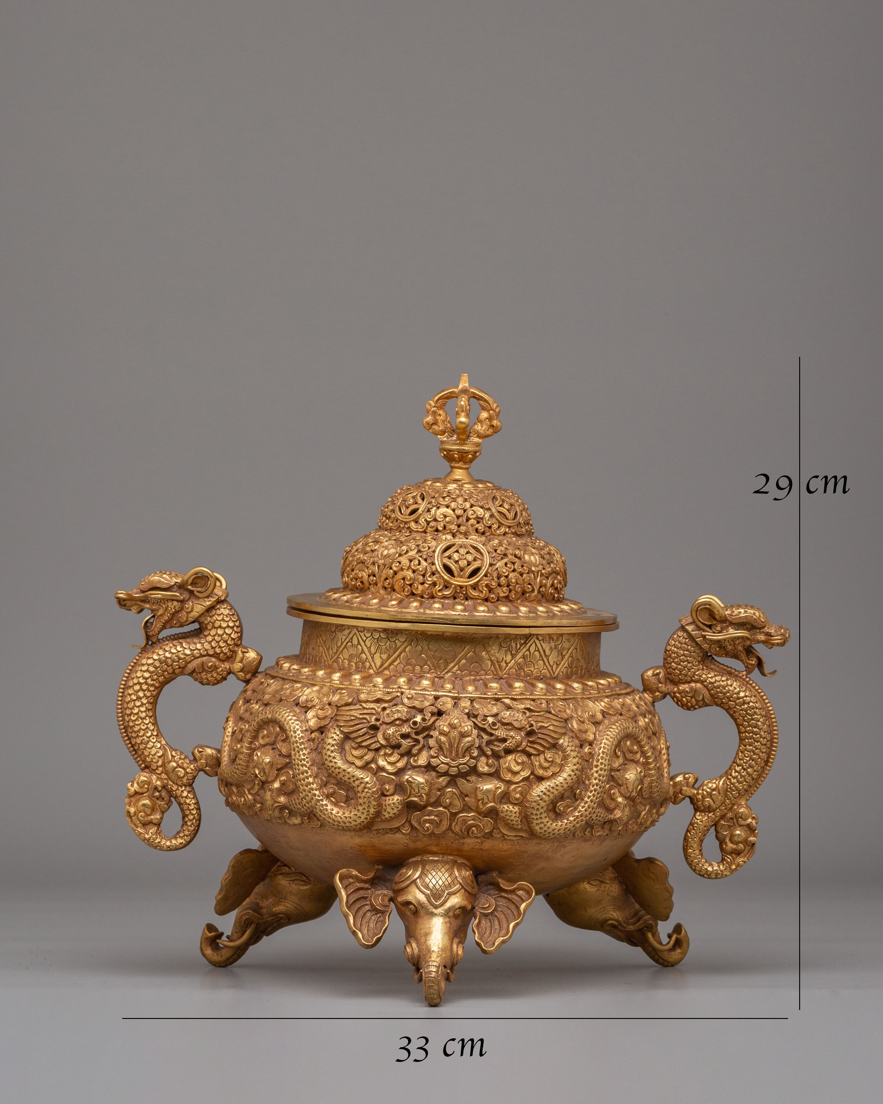 Dragon Handle Incense Burner | Tibetan Ritual Offering Vessel