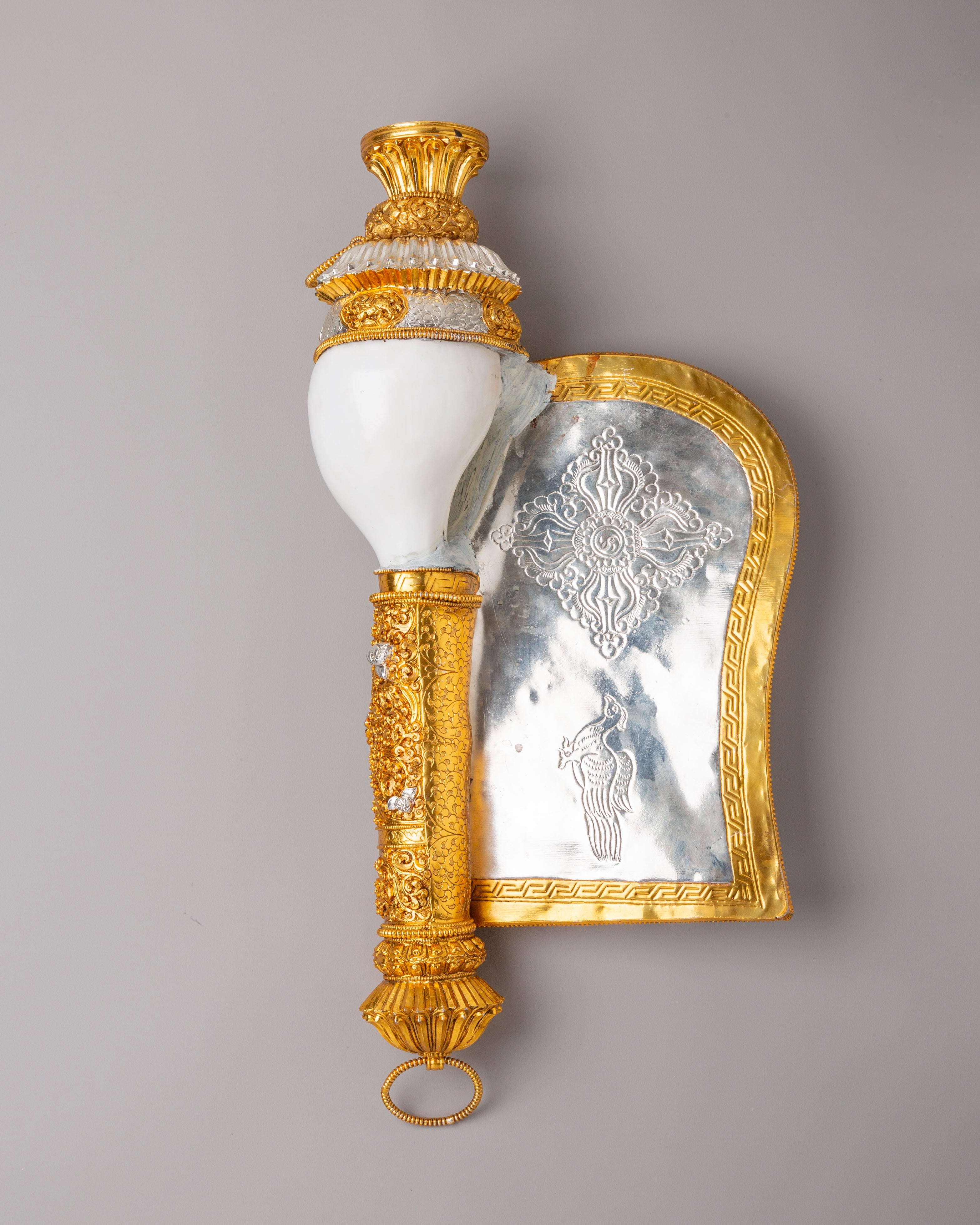 Tibetan Dragon Conch Shell For Prayer | Handcrafted Ritual Artifact