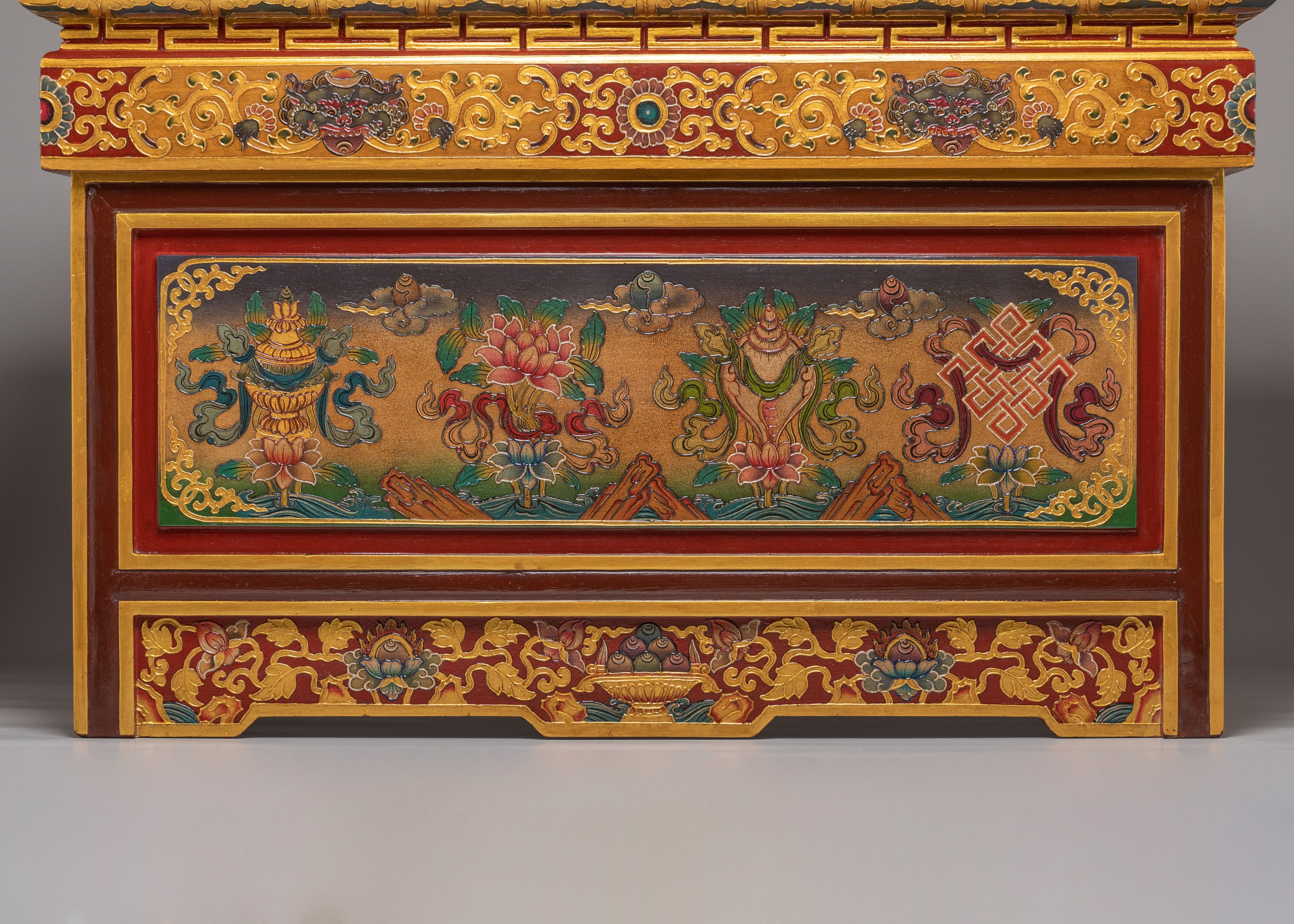 Sacred Tibetan Folding Table | Handcrafted Wooden Table for Meditation & Rituals