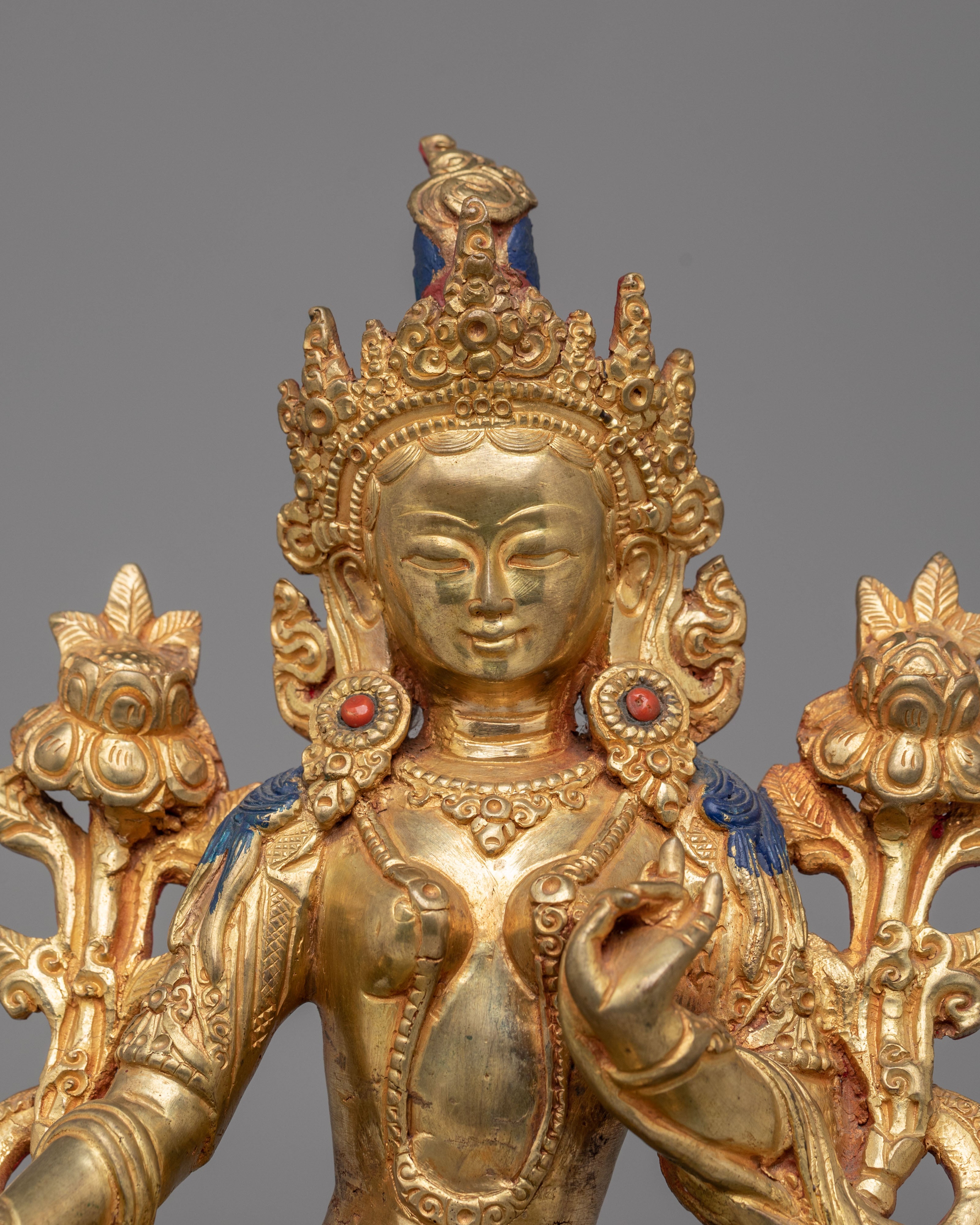 Spiritual Shyama Tara Statue for Altar | Handcrafted Copper Figure