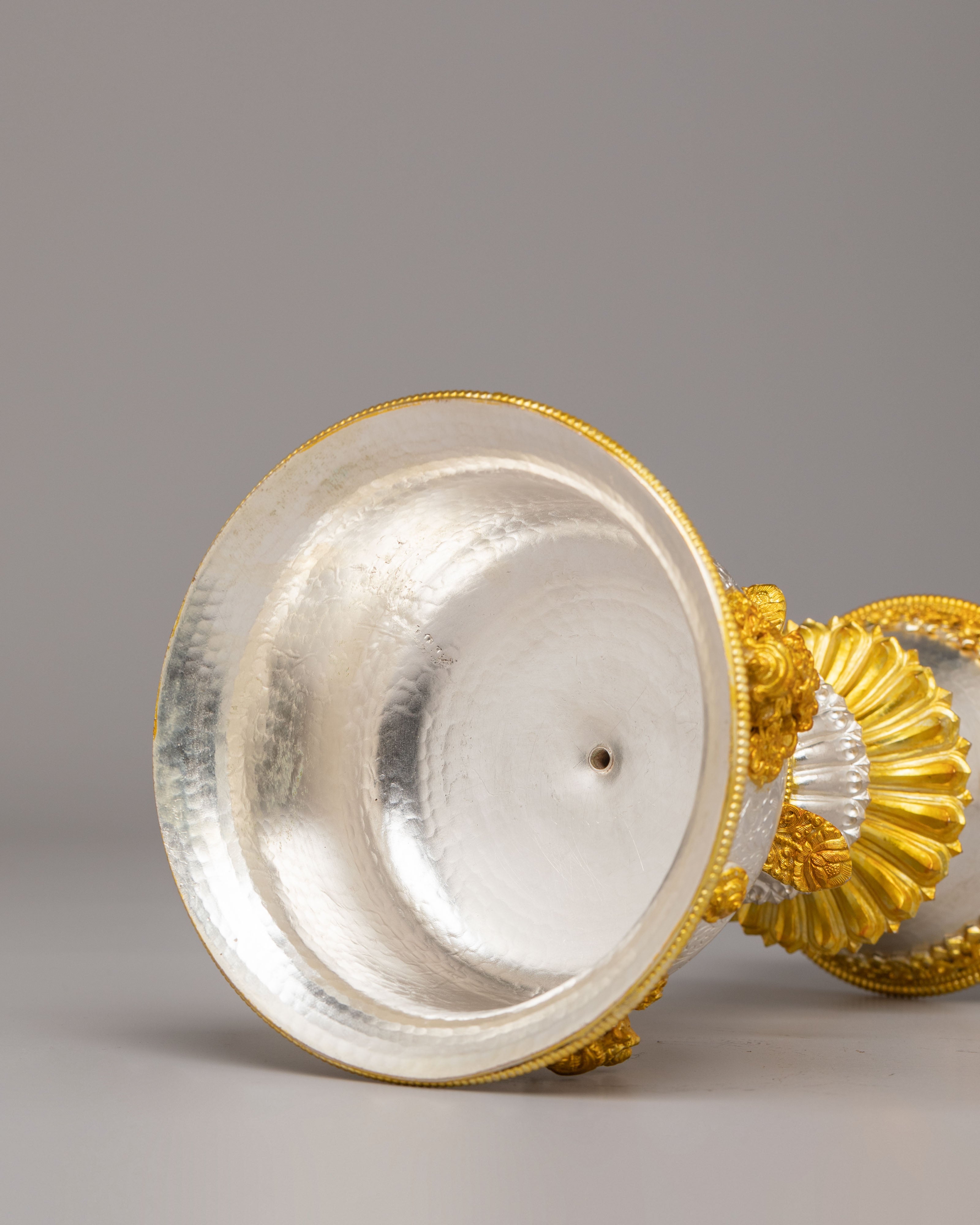 Handmade Ritual Butter Lamp Set | Silver Gold Plated Lamps for Altar Decor