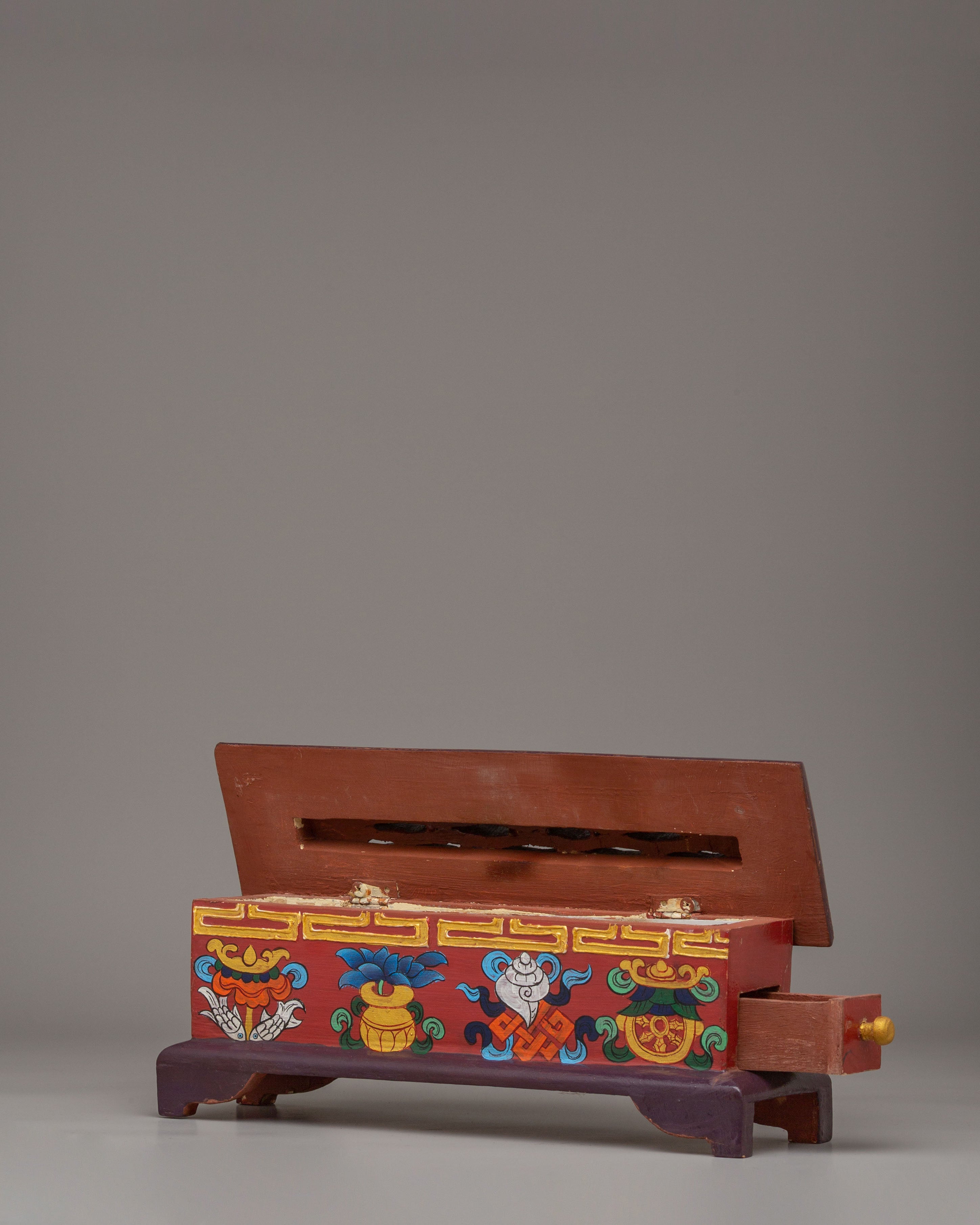 Ashtamangala Wooden Incense Burner | Handcrafted Wood Incense Burner