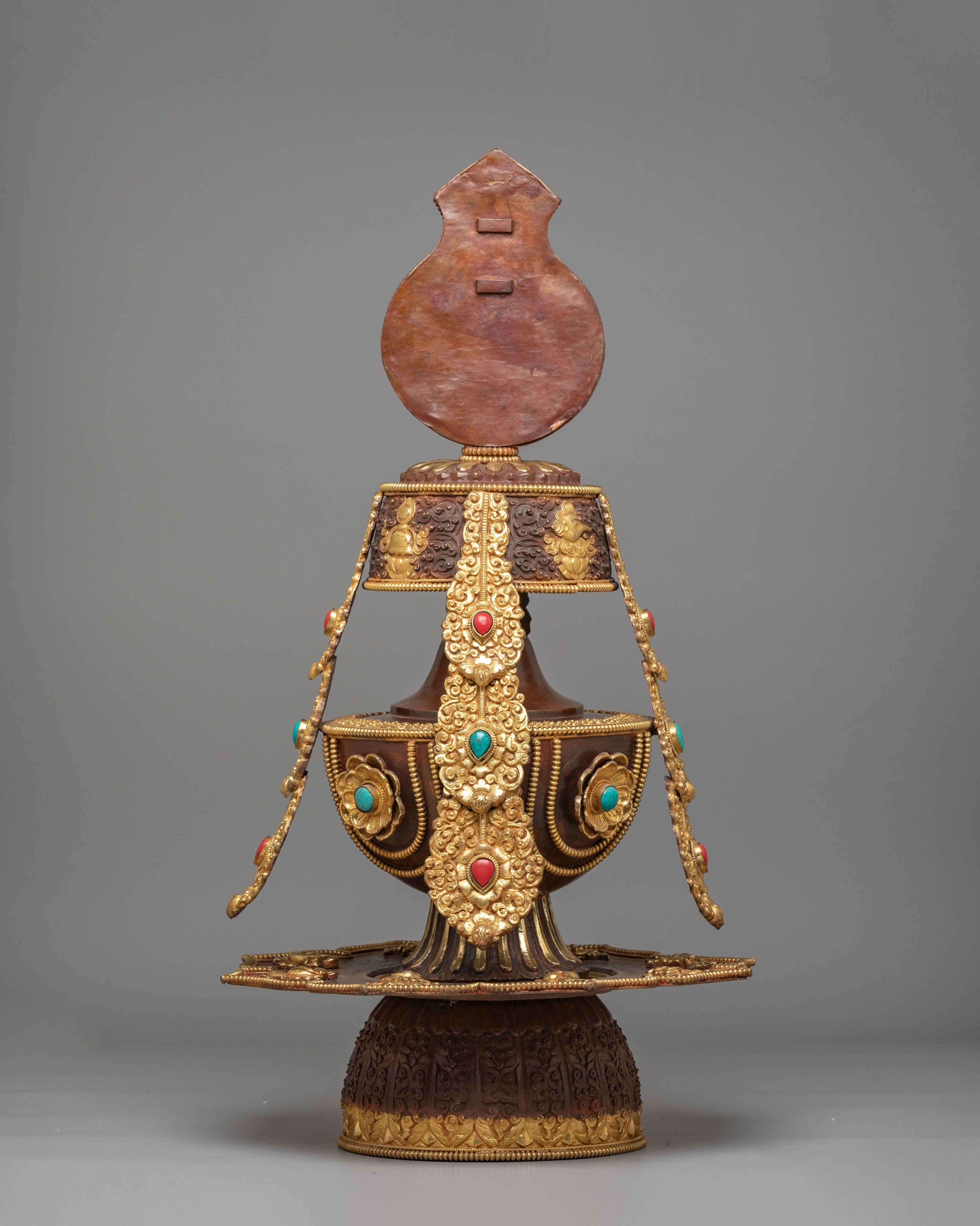 Himalayan Sacred Long Life Vessel | Gold Plated Copper Buddhist Ritual Vessel