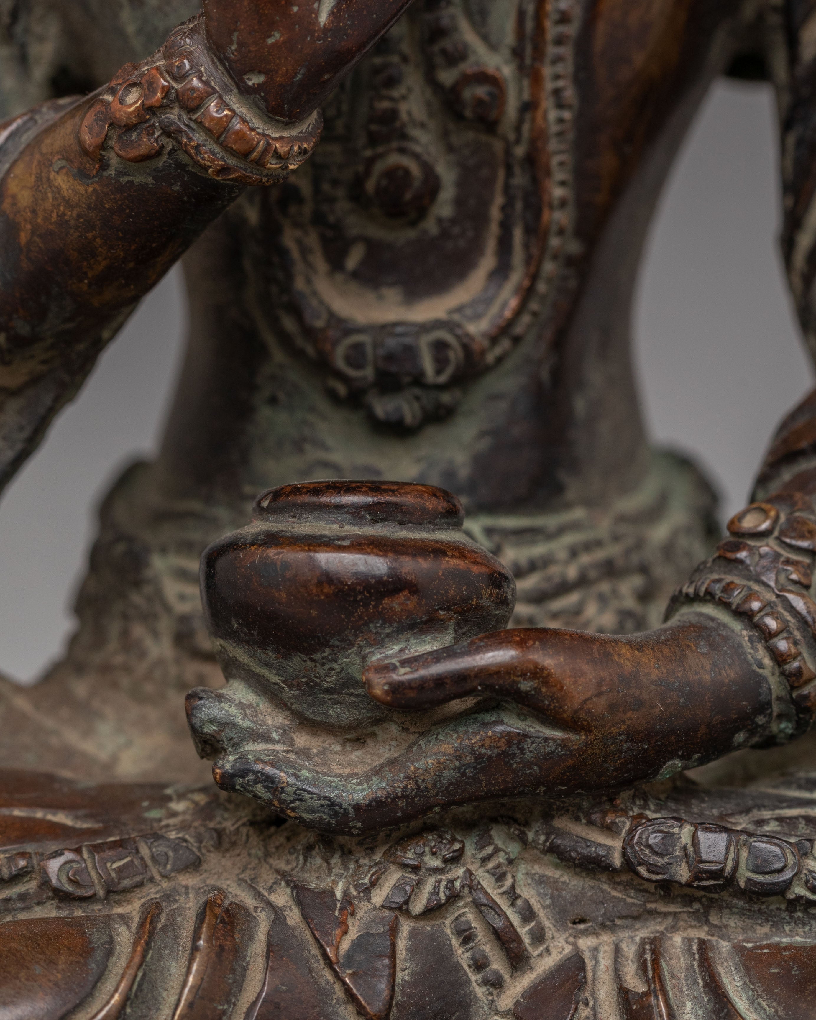 Tibetan Mitrugpa Figurine | Oxidized Copper Buddhist Sculpture