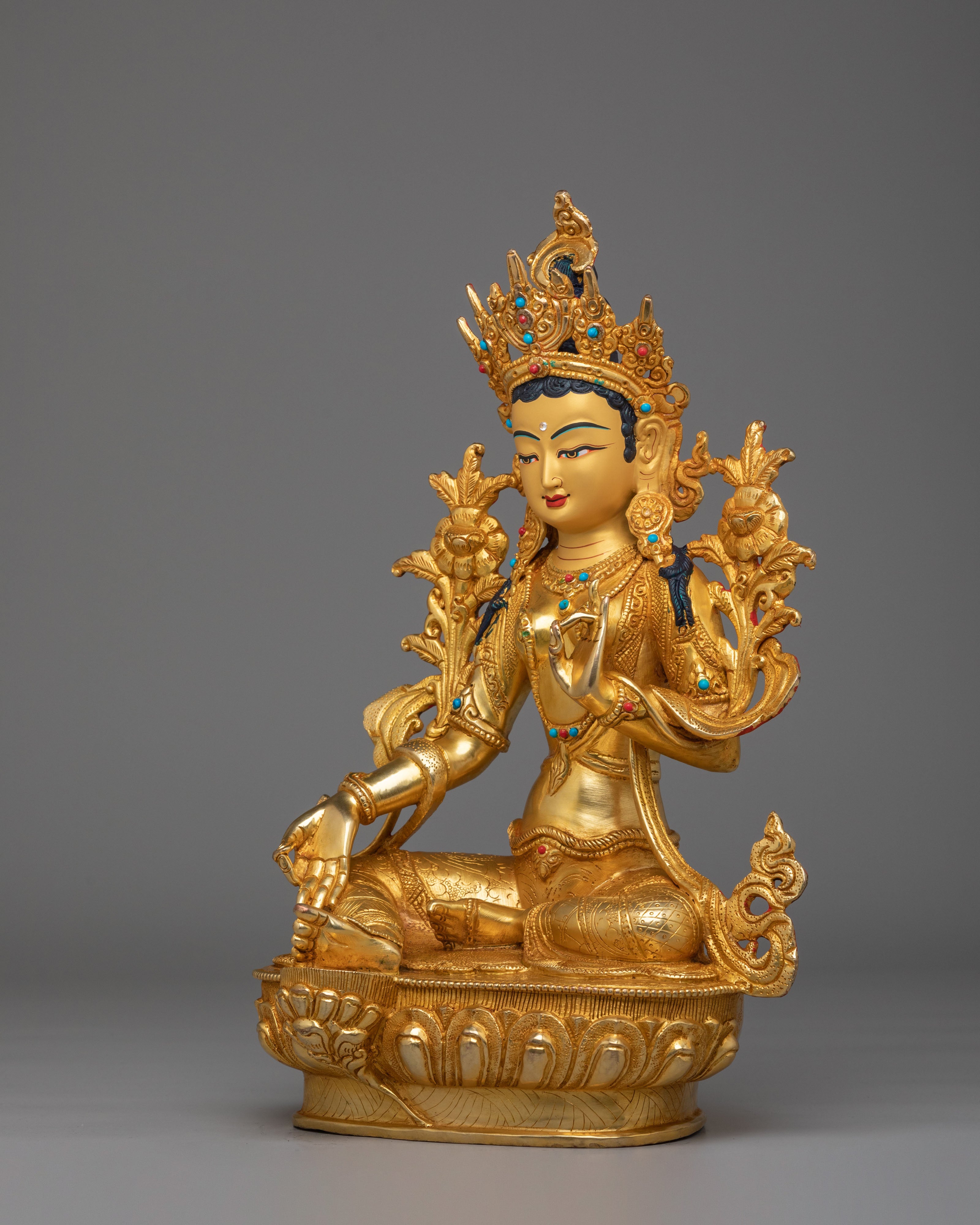 Traditional Green Tara Altar Statue | Tibetan Green Tara Statue