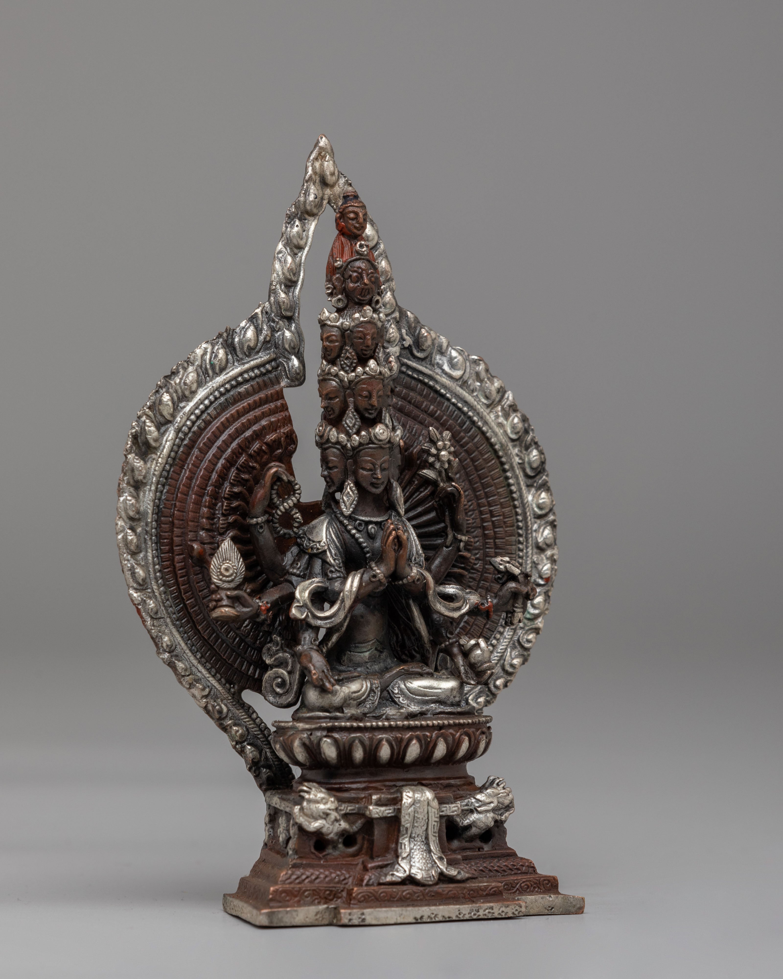 1000-armed-Chenrezig-Statue-for-Altar | Silver-Plated Tibetan Deity
