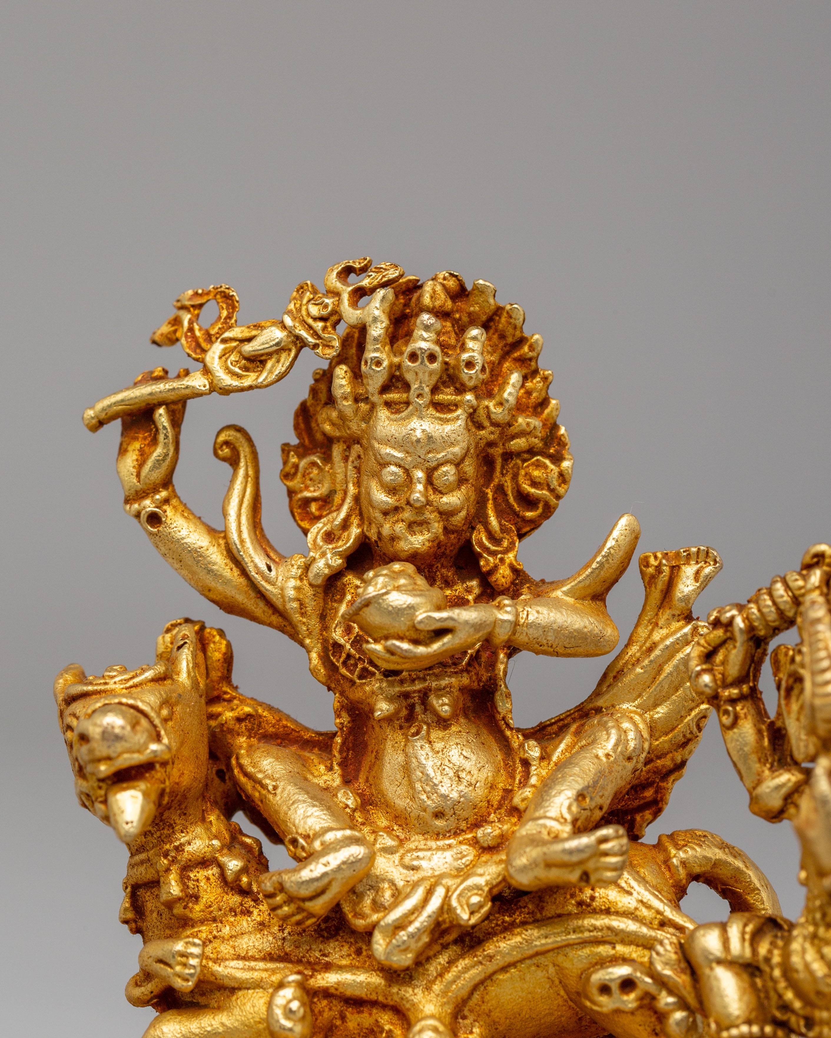 Tibetan Palden Lhamo Statue | Handcrafted Gold Plated Copper Art