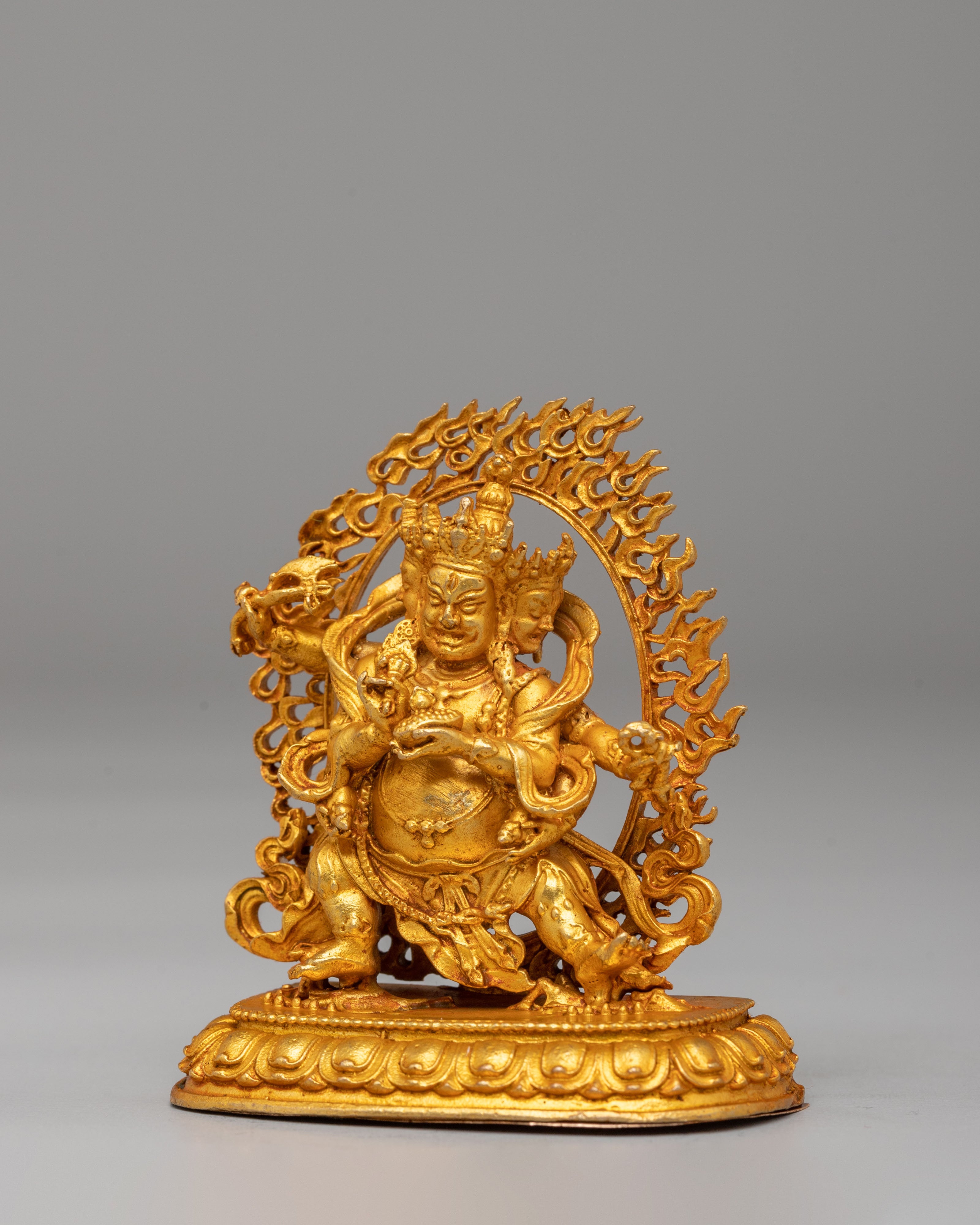 Red Dzambhala Sacred Statue | Divine Wealth Deity for Prosperity