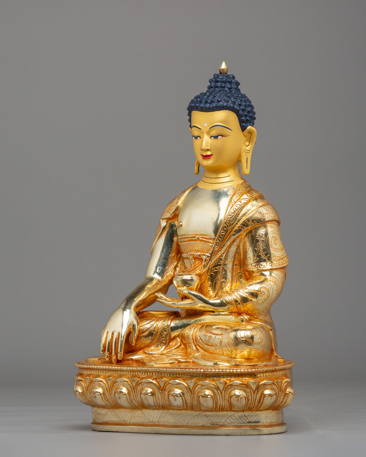 Earth Touching Shakyamuni Buddha Statue | 22K Gold Buddhist Sculpture