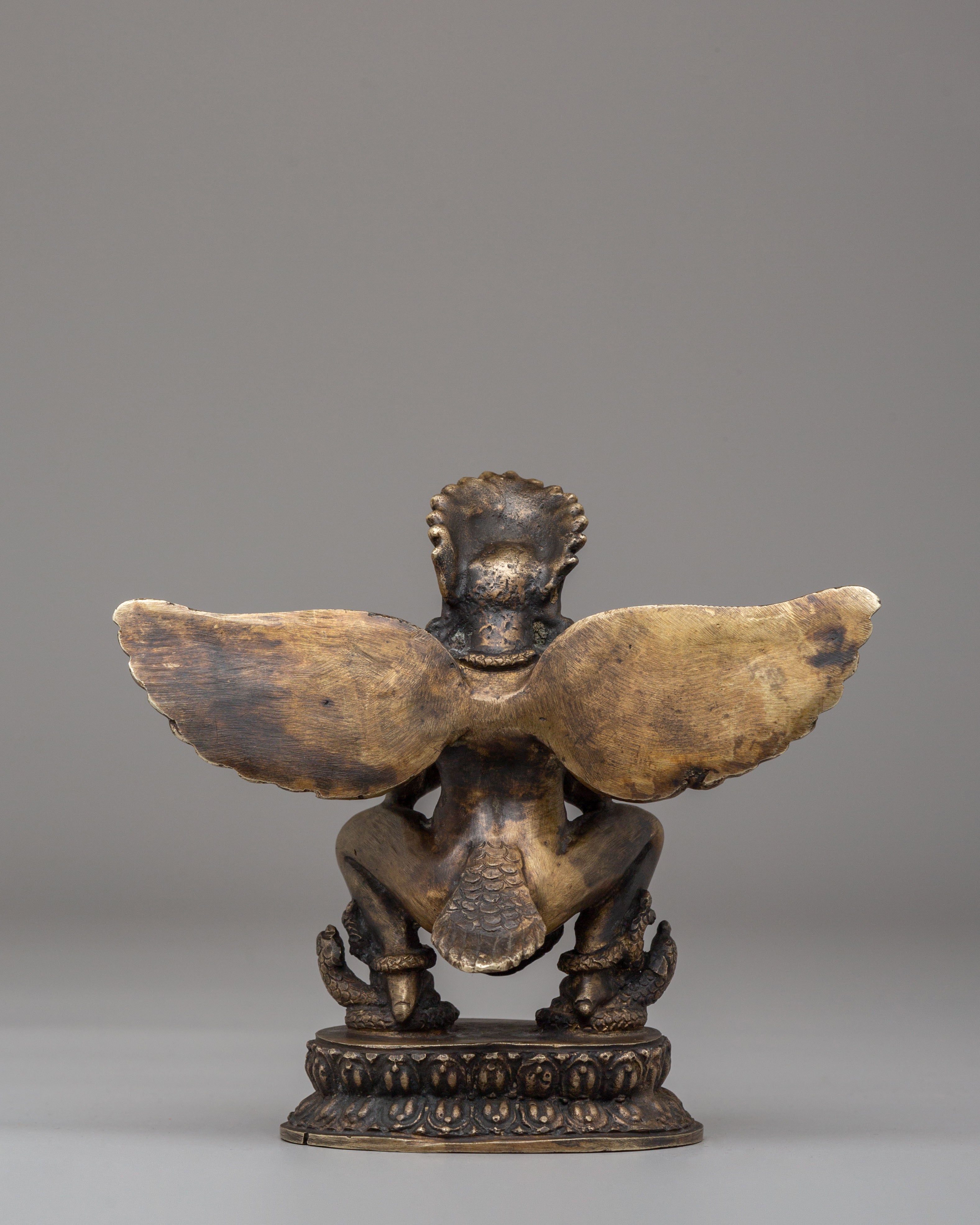 Protective Garuda Deity Statue | Handcrafted Bronze Sculpture for Spiritual Home Decor