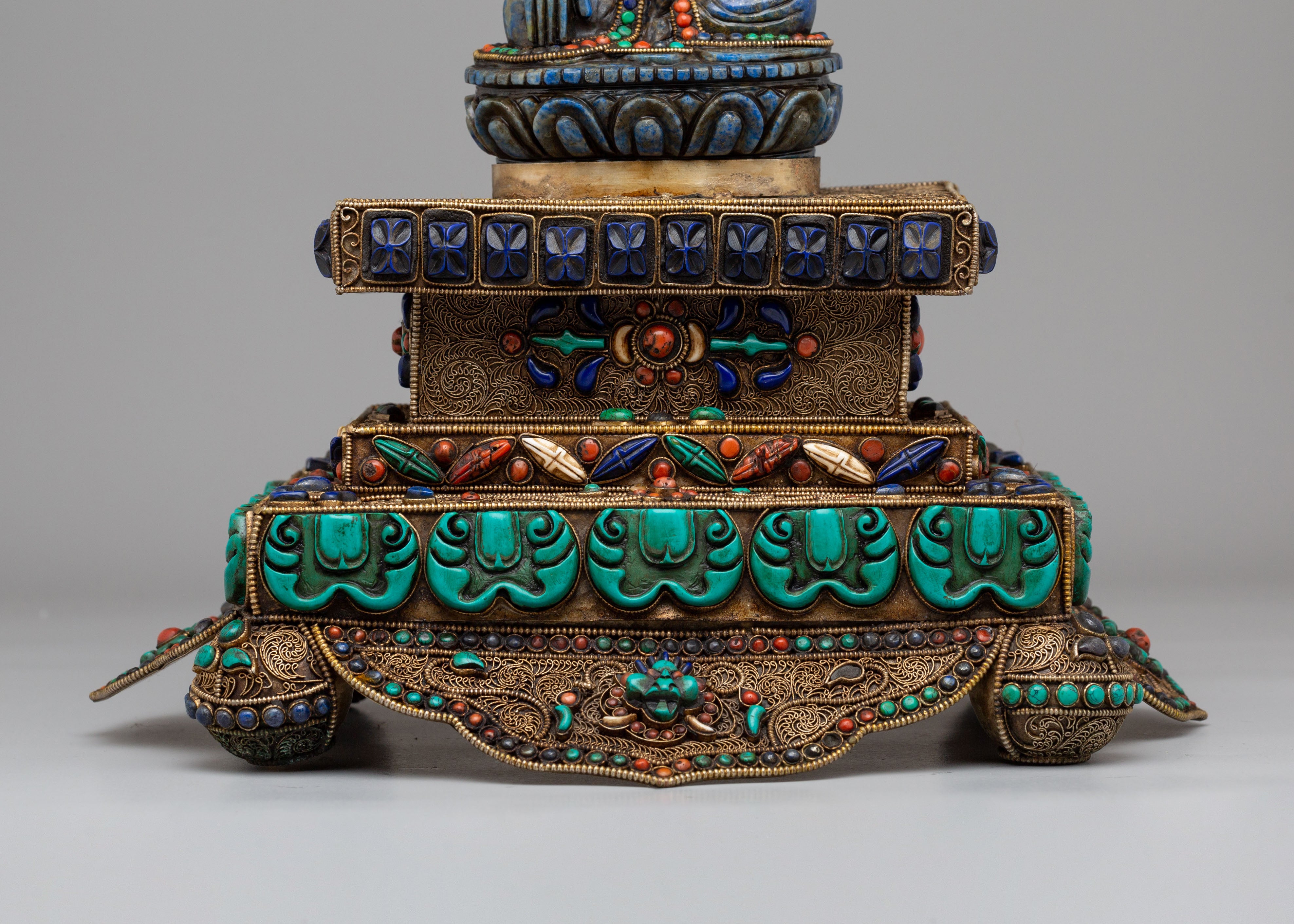 Shakyamuni Buddha on Throne Sculpture | Sacred Tibetan Artwork