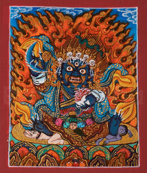 Mahakala Bergachen Thangka for Locket 