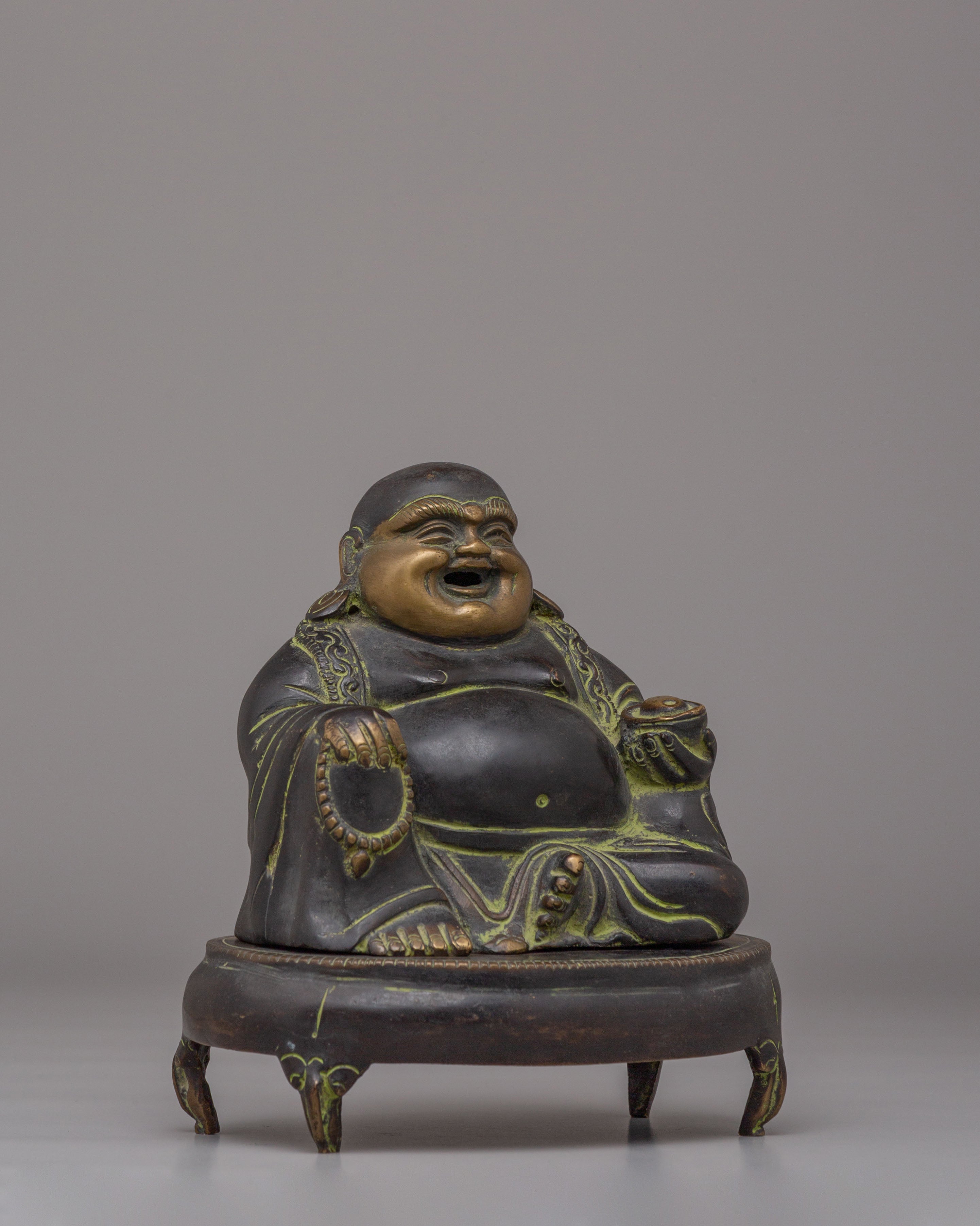 Tibetan Laughing Buddha Incense Holder | Perfect for Meditation and Spiritual Practices