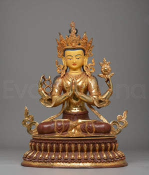 Handcrafted Chenrezig Golden Statue