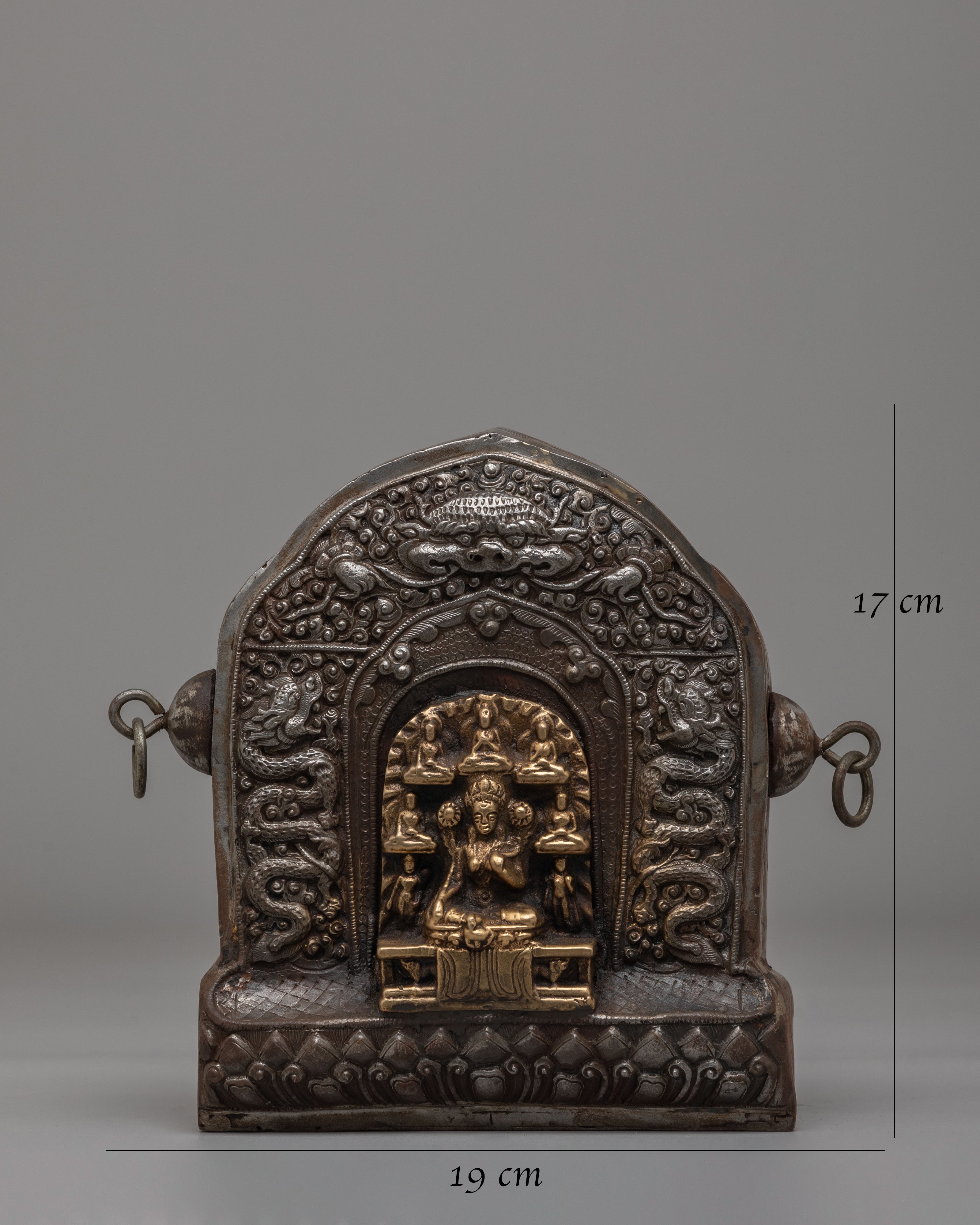 Handcrafted Buddhist Ghau Box with Deity | Tibetan Ritual Box for Offerings