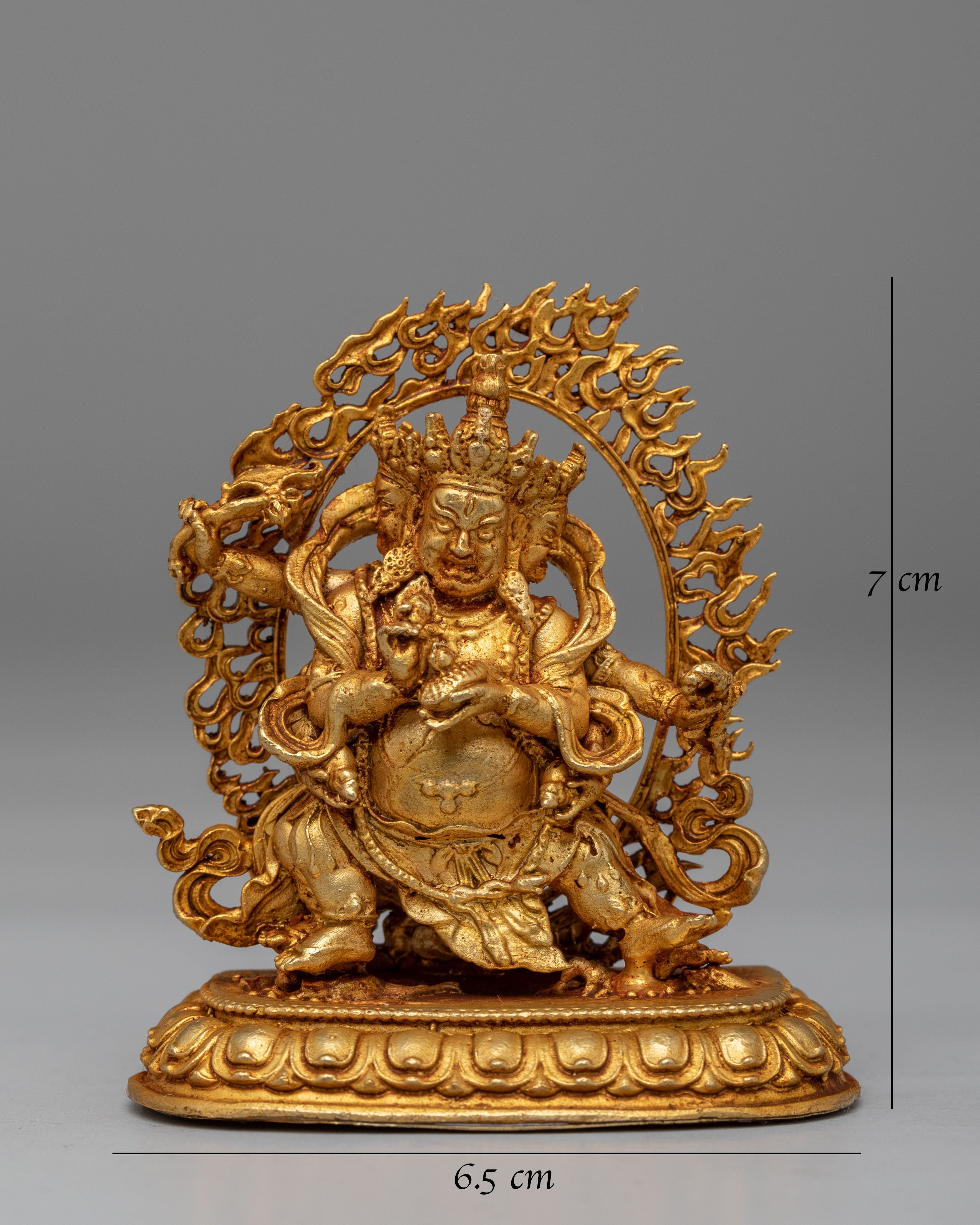 Tibetan Red Dzambhala Wealth Deity Statue | Handcrafted Copper Body with Gold Plating