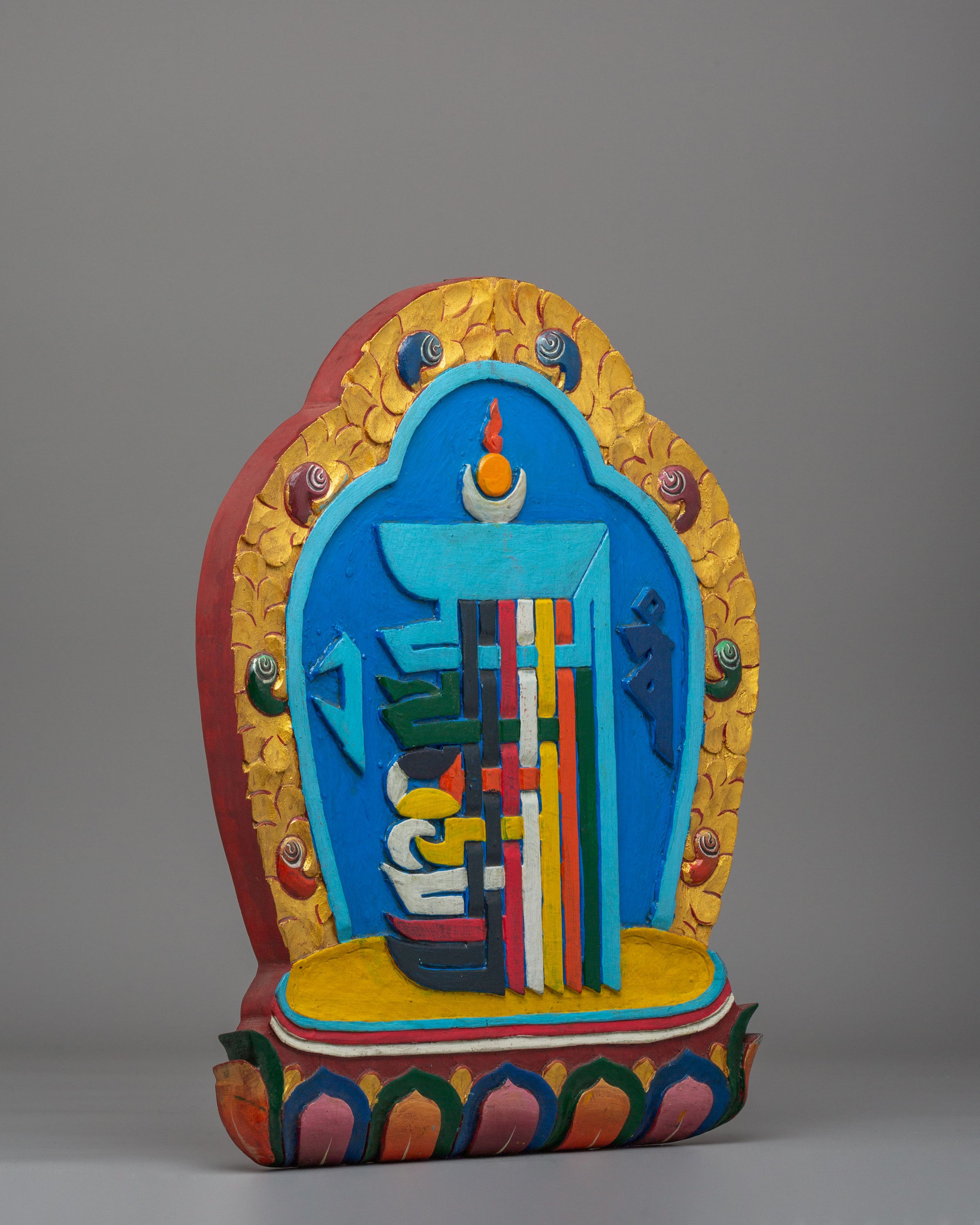 Handcrafted Kalachakra Wall Hanging | Tibetan Wooden Artwork