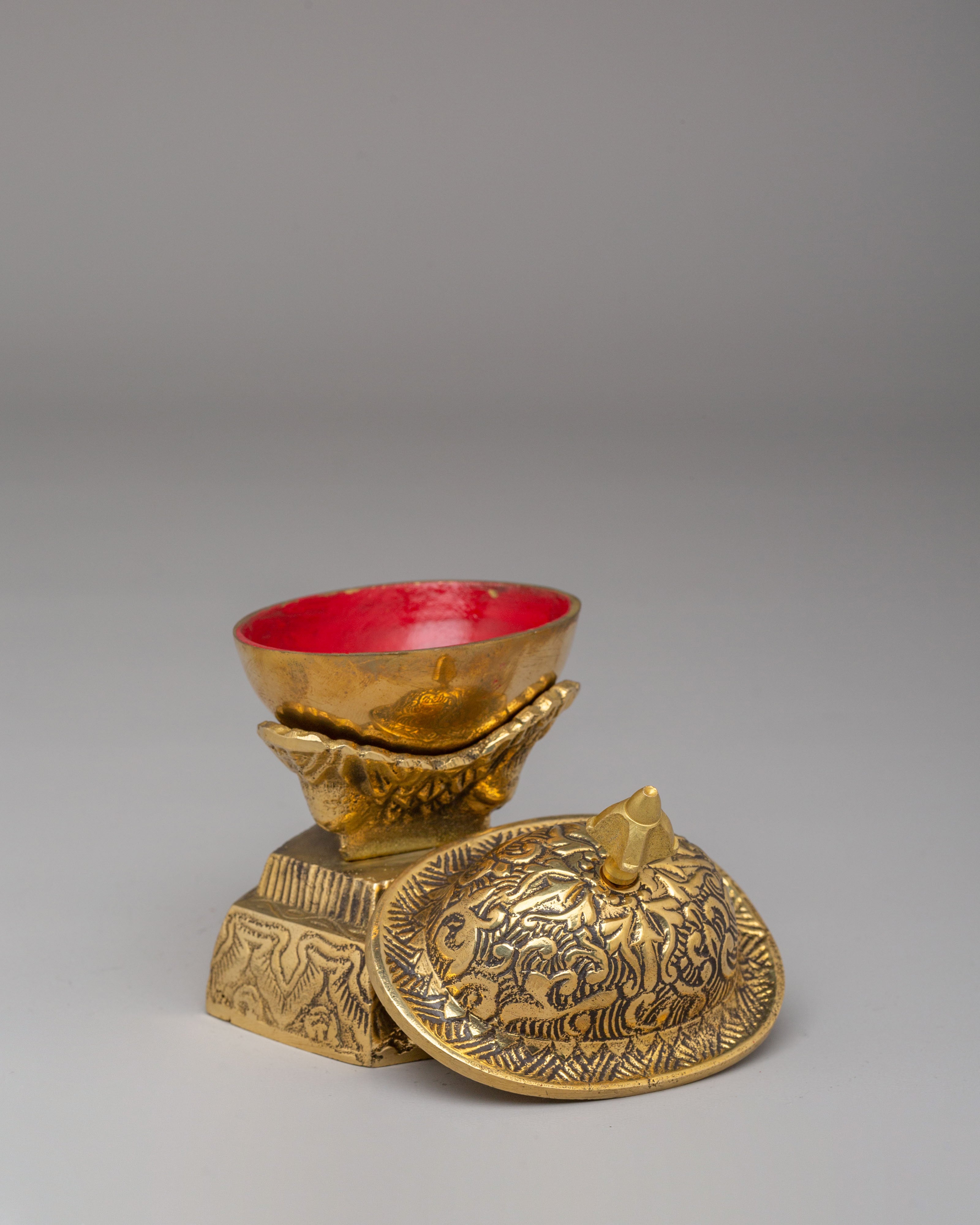 Handcrafted Kapala Set for Buddhist Rituals | Tibetan Brass Skull Cups