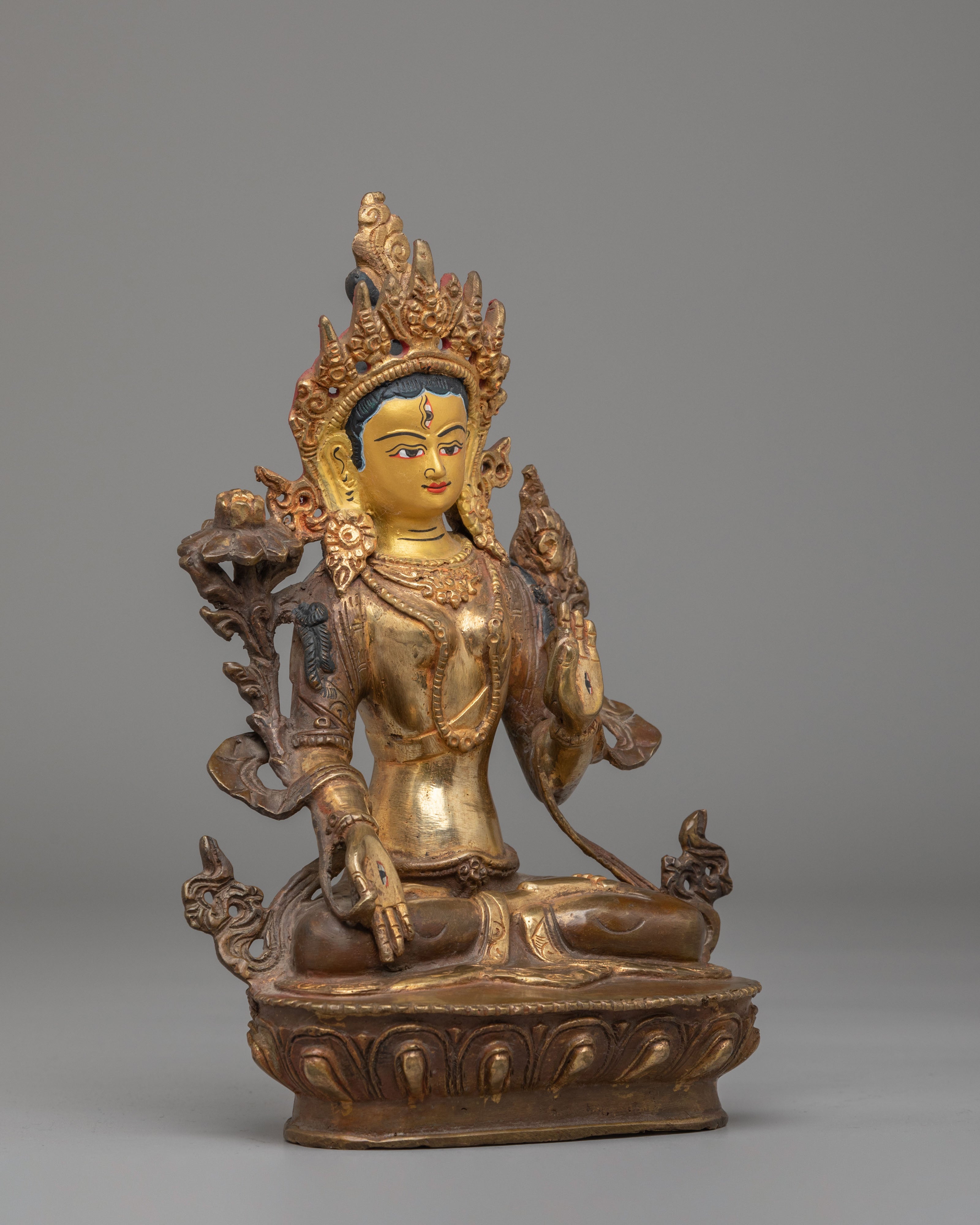Traditional Spiritual White Tara Sculpture | Tibetan Buddhist Deity Figurine