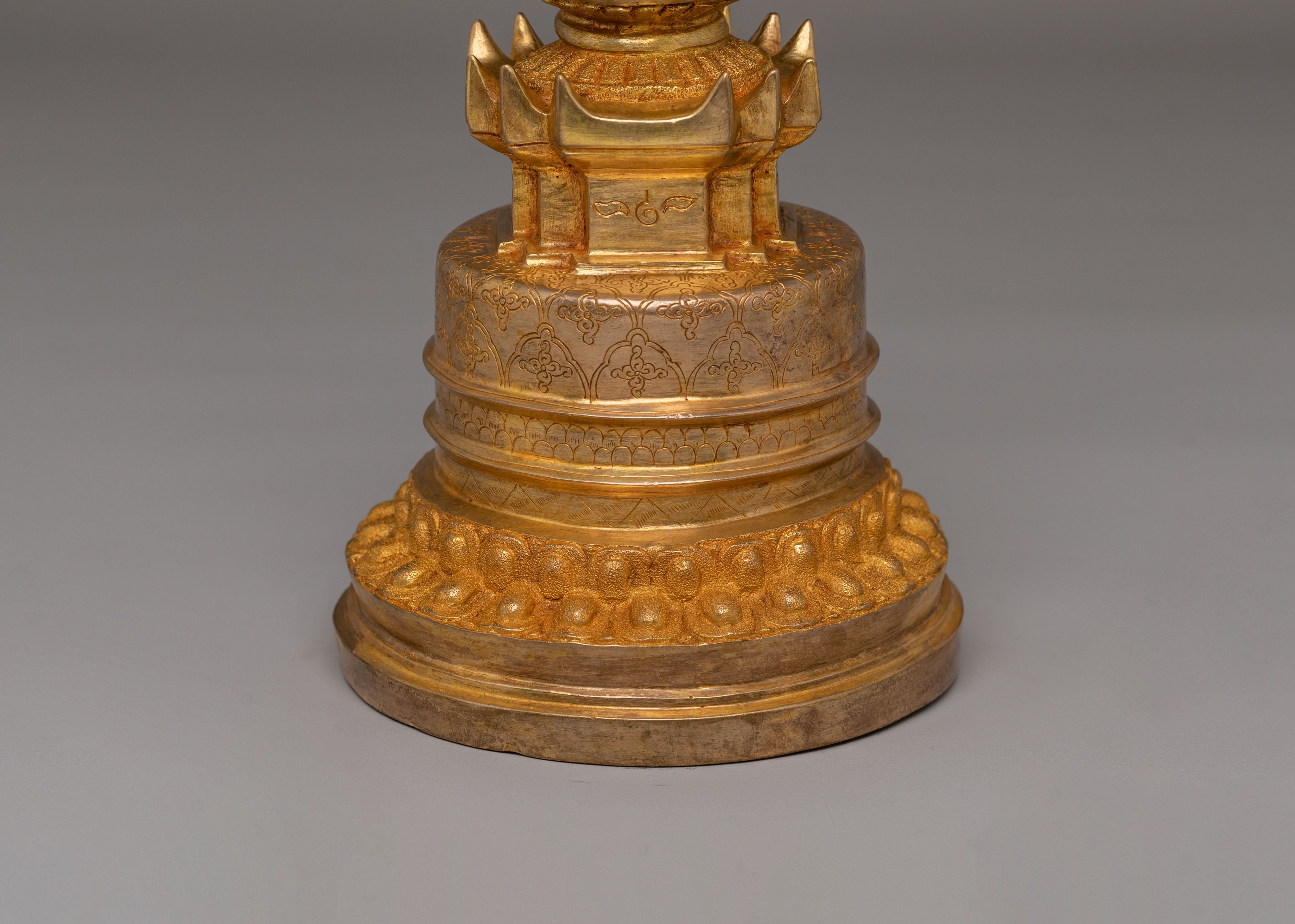 Sacred Ritual Kadampa Stupa | Gold Plated Copper Stupa for Altar