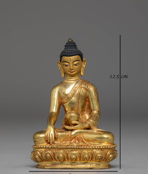 Gold Plated Statue of Shakyamuni Buddha | Gautama Buddha Artwork