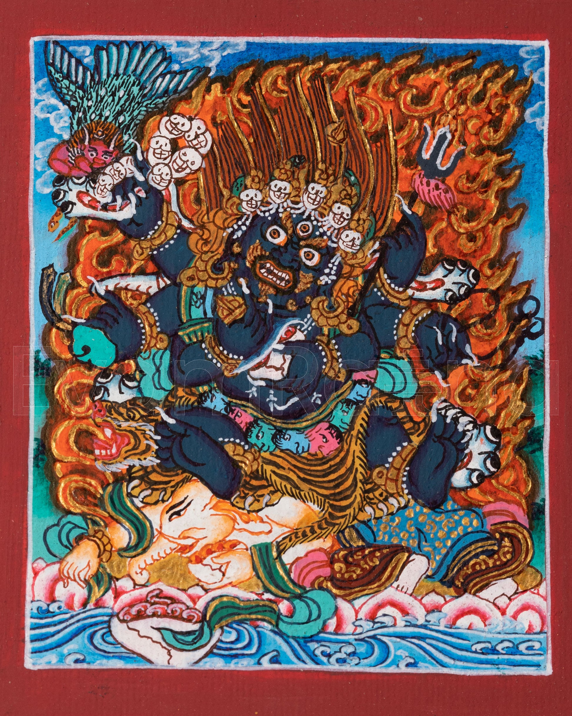 Six-Armed Mahakala Thangka for Locket