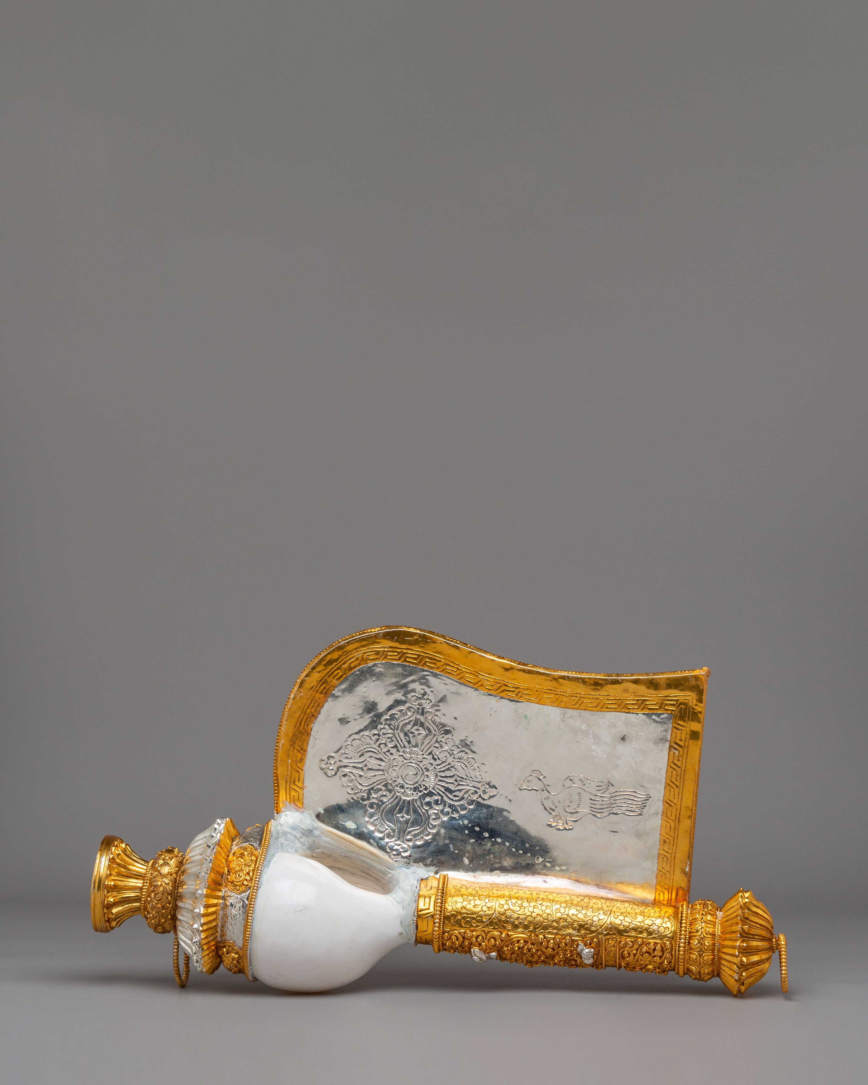 Sacred Conch Shell With Dragon Motif | Buddhist Ritual Conch