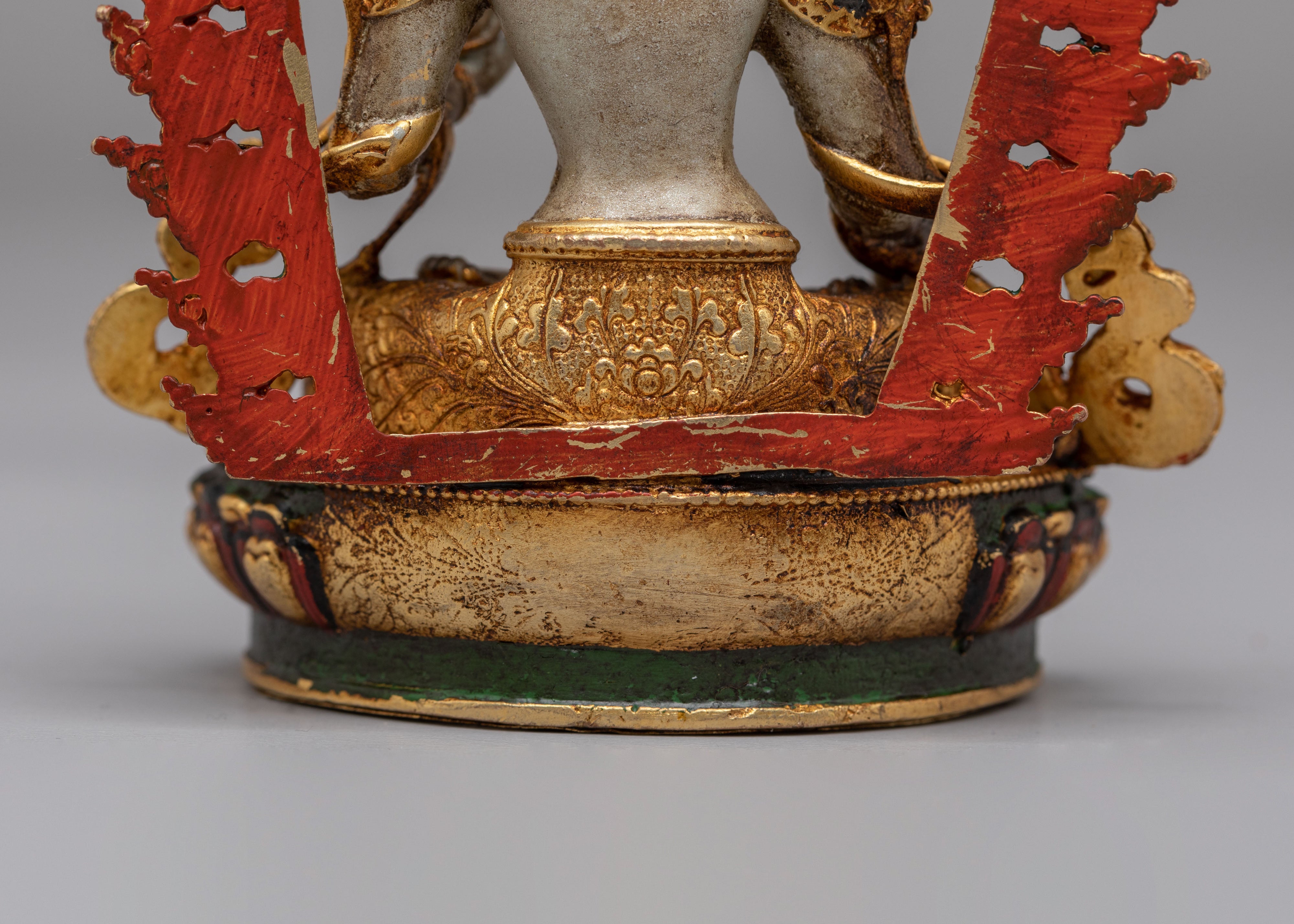 Himalayan White Tara Meditation Statue | 24K Gold Plated Buddhist Goddess