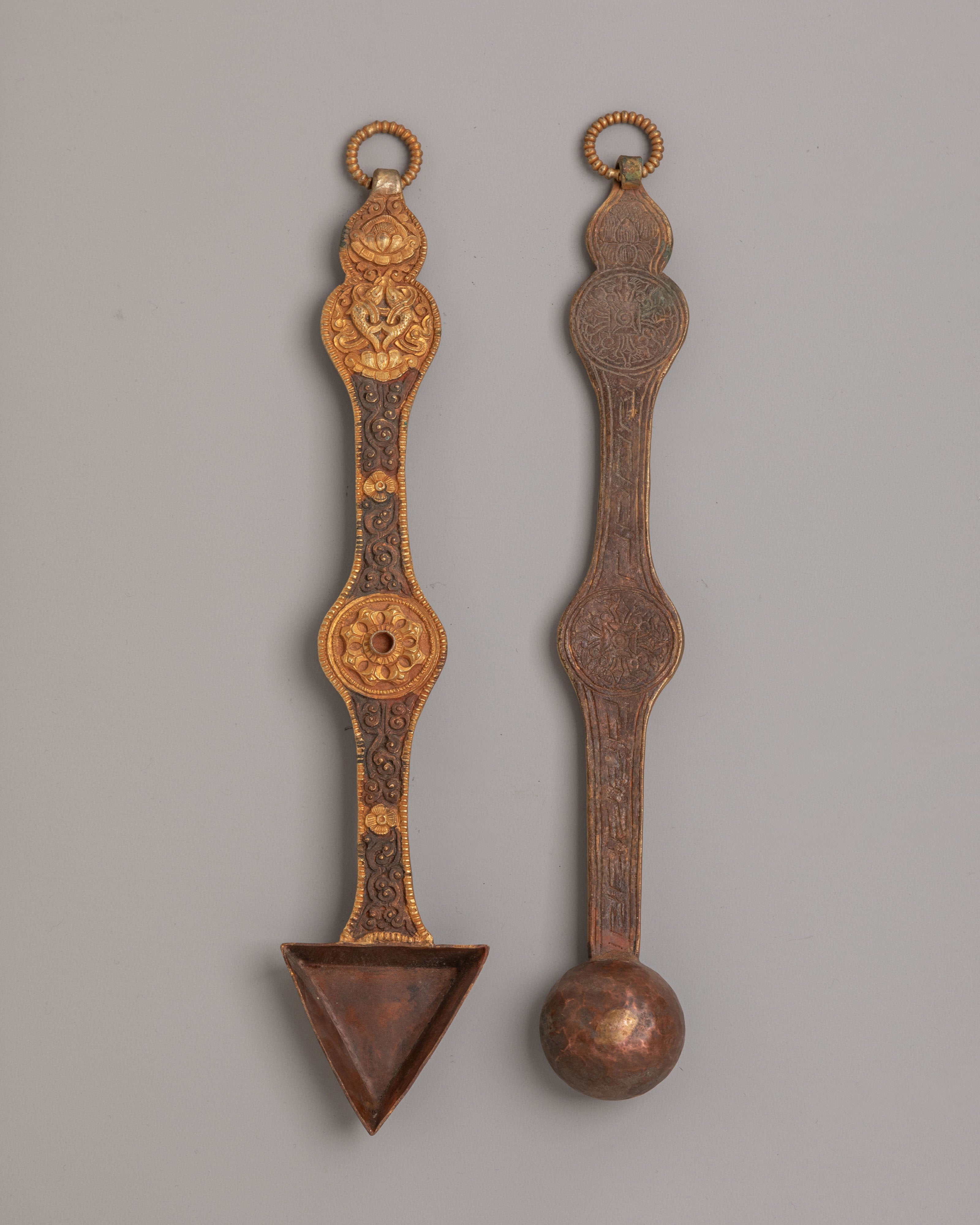 Spiritual Handcrafted Ritual Altar Spoon Set | Tibetan Altar Offering Spoons