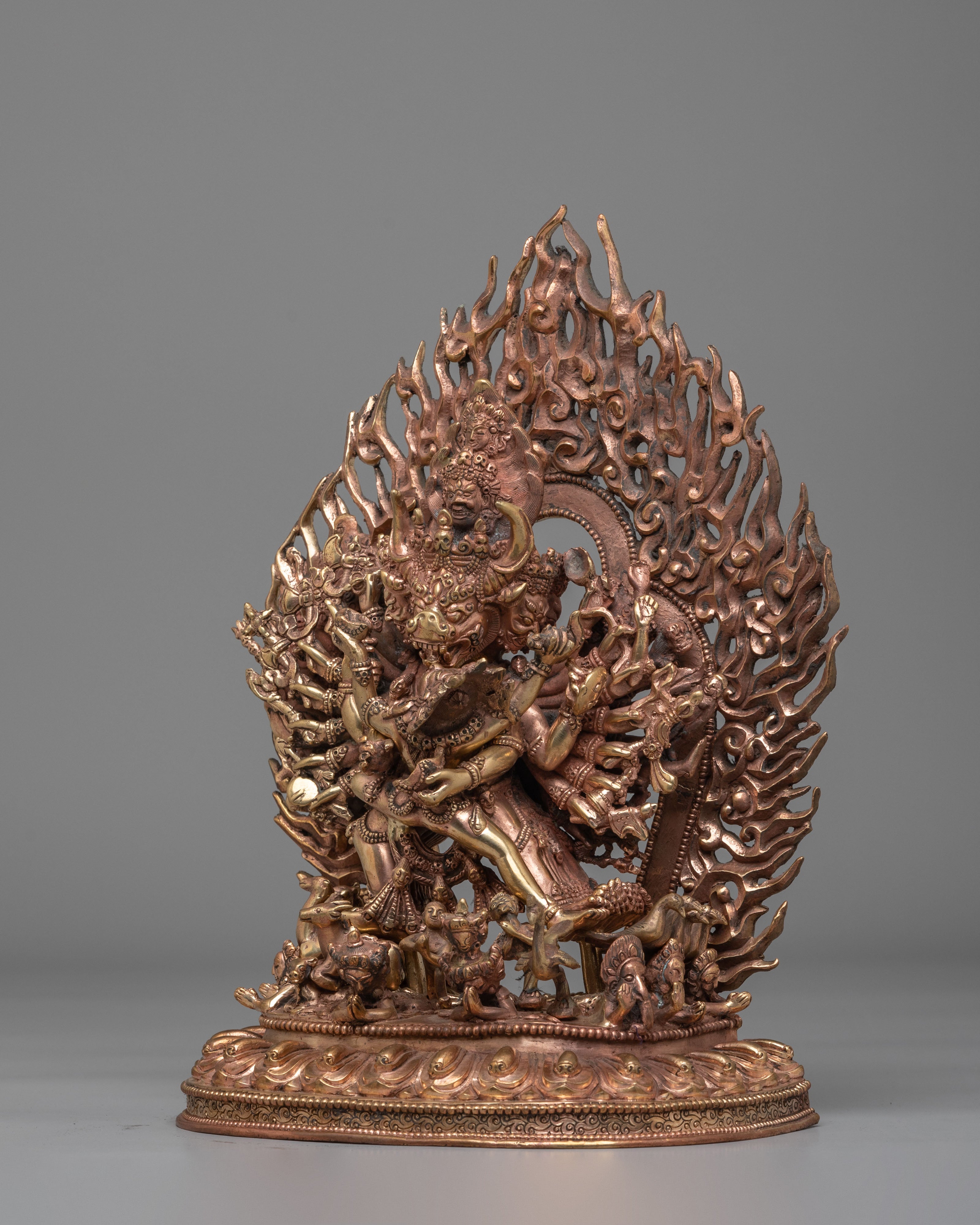 Handmade Yamantaka with Consort Statue | Wrathful Deity Sculpture for Meditation