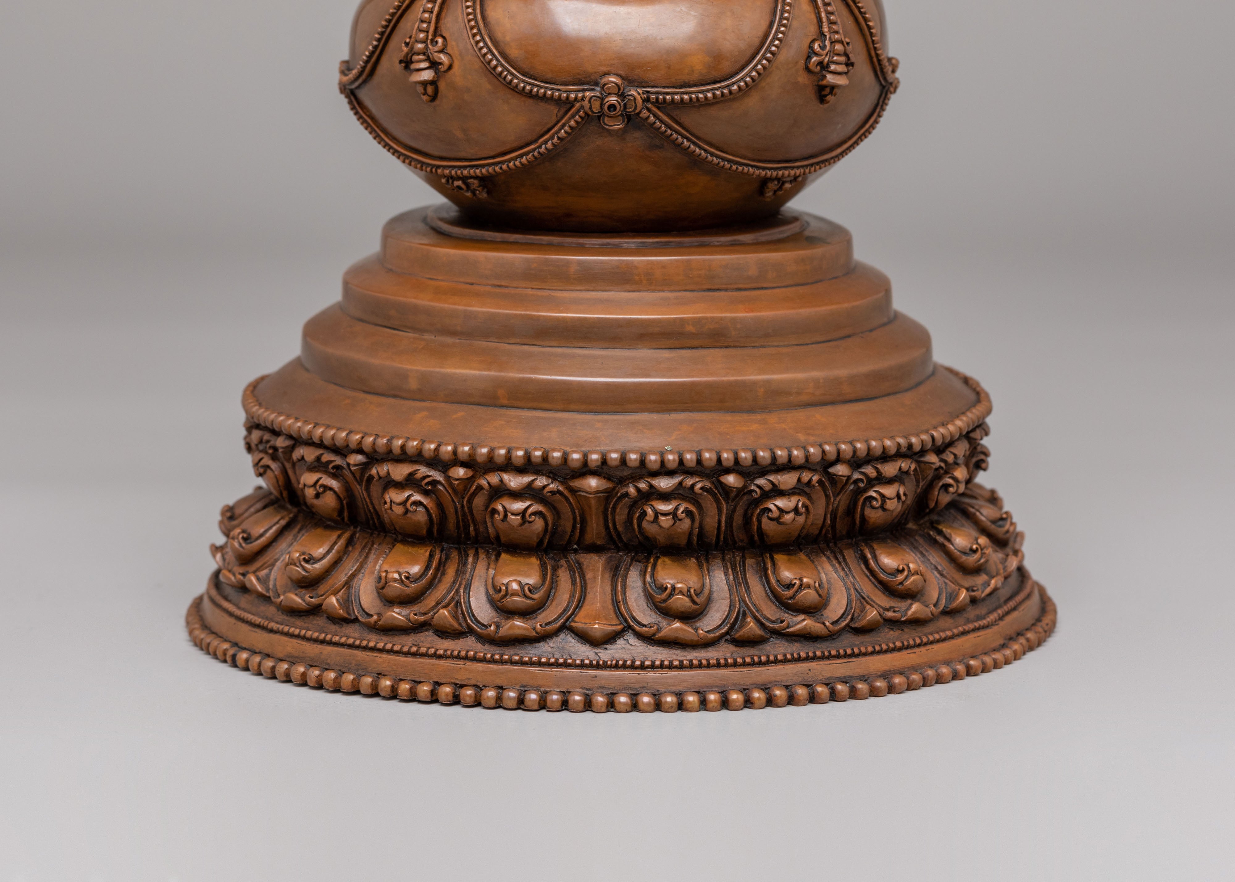 Handcrafted Altar Kadampa Stupa | Oxidized Copper Body