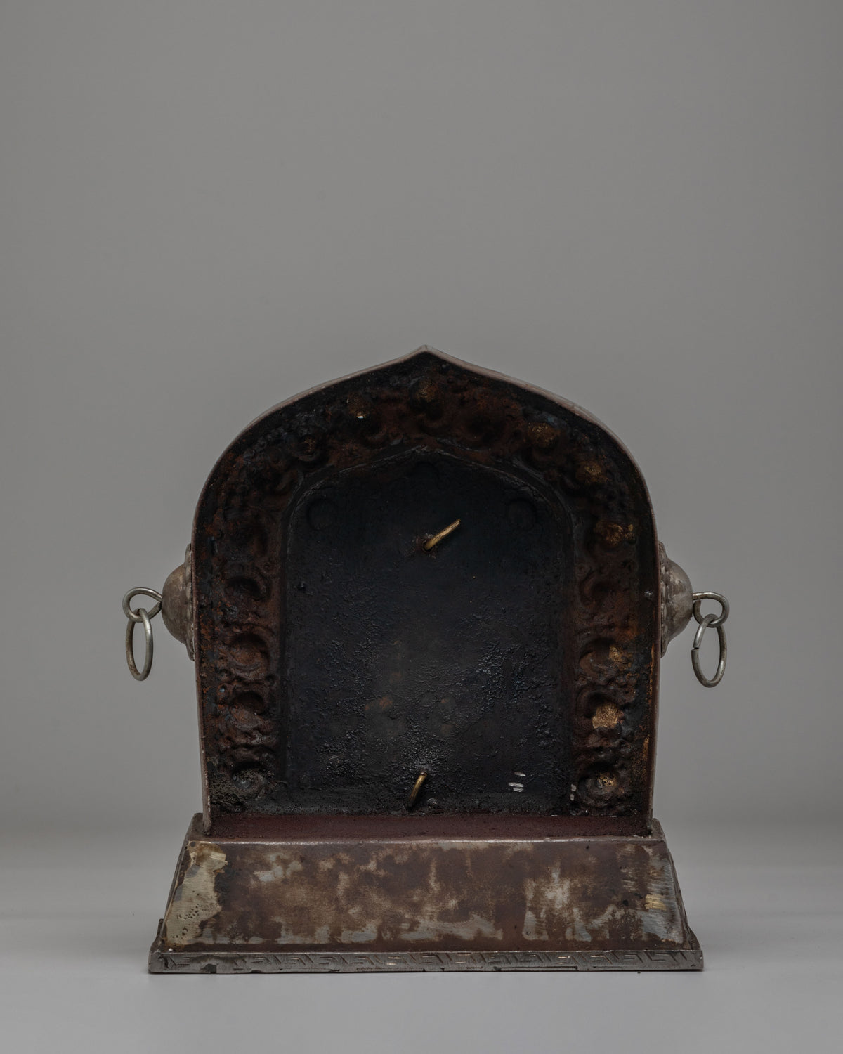 Handmade Shakyamuni Buddha Altar Box | Copper & Iron Ghau Box for Sacred Offerings