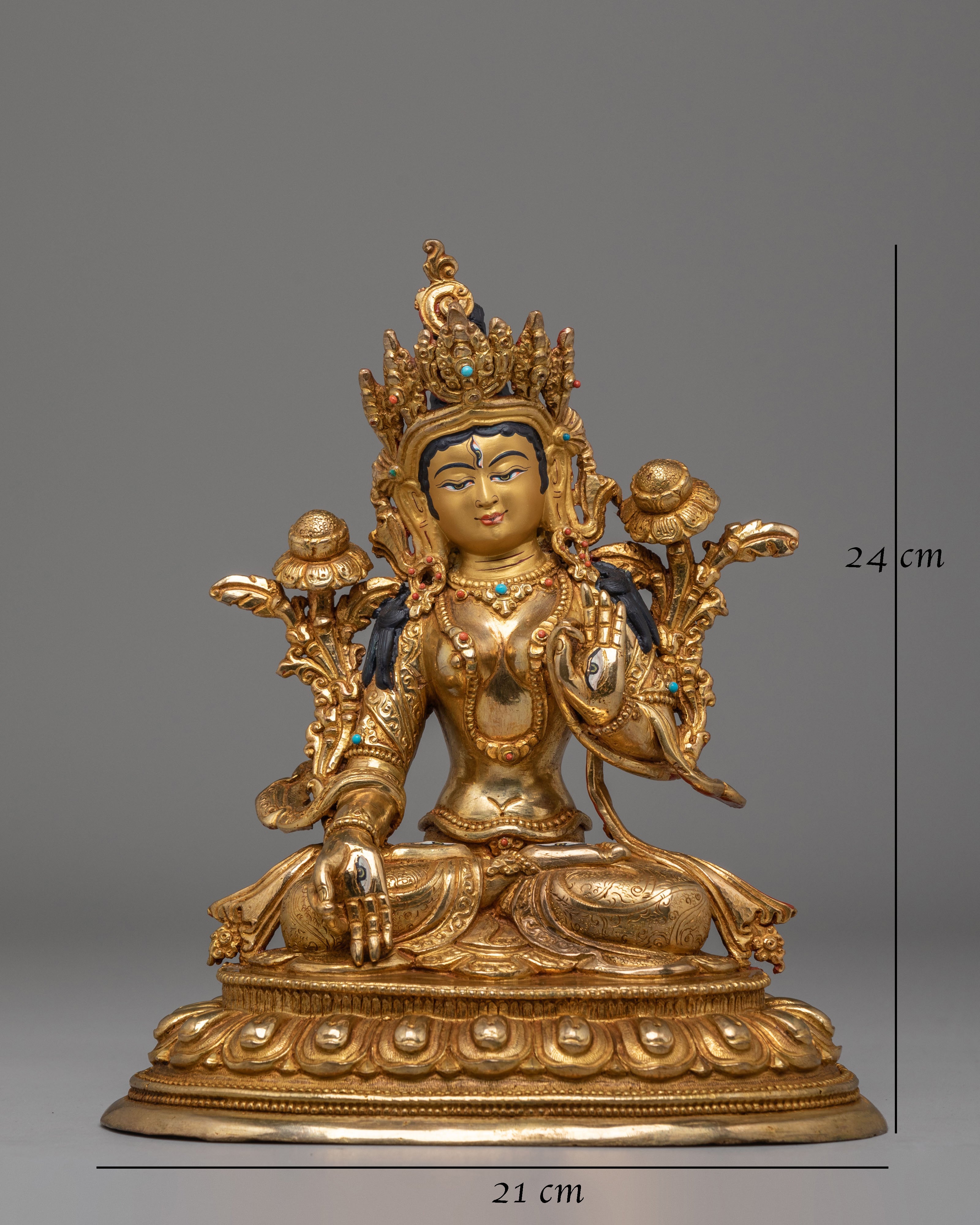 Seven-Eyed White Tara Deity Statue | Traditional Vajrayana Sacred Art