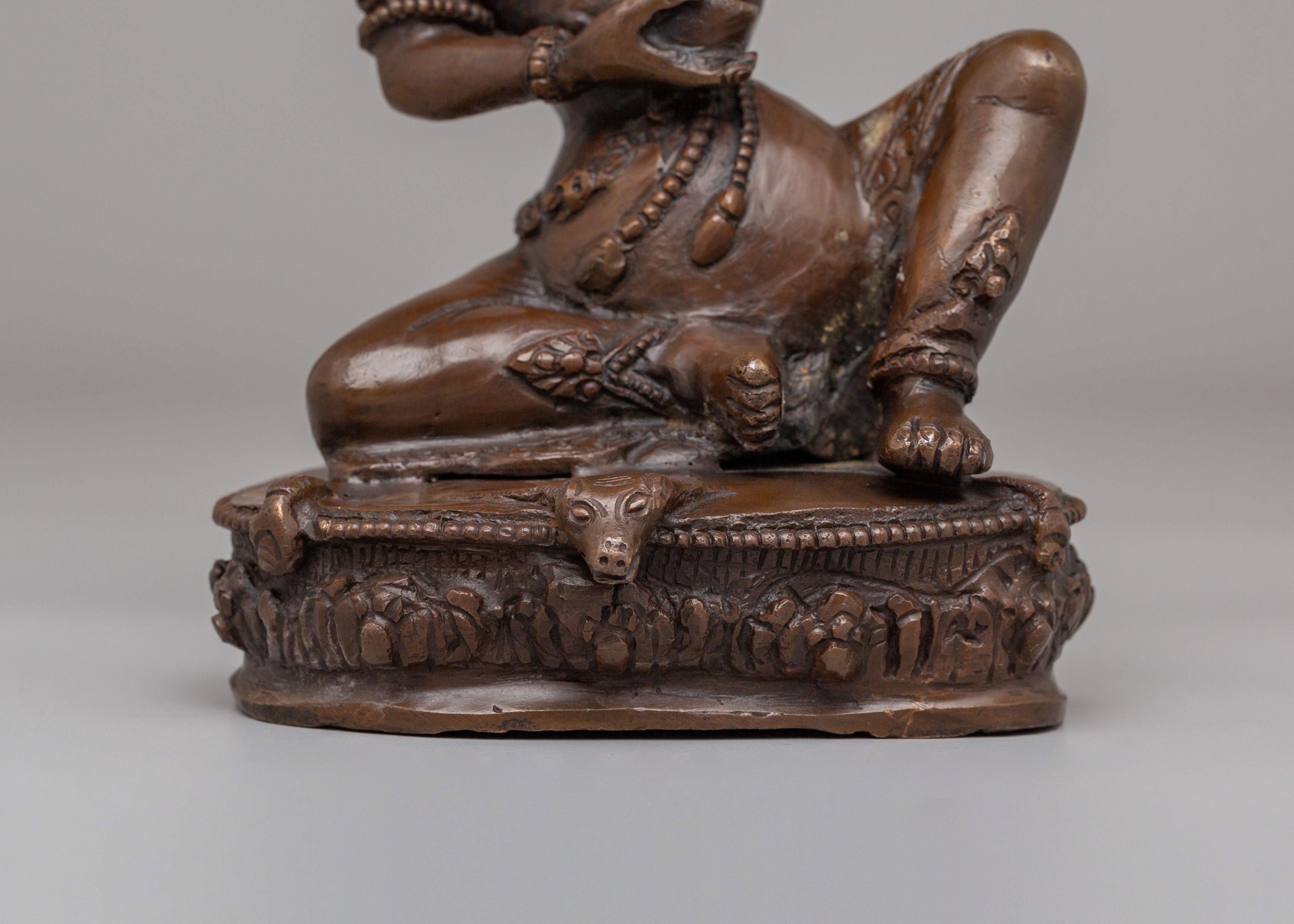 Tibetan Virupa Shrine Sculpture | Oxidized Copper Altar Figurine