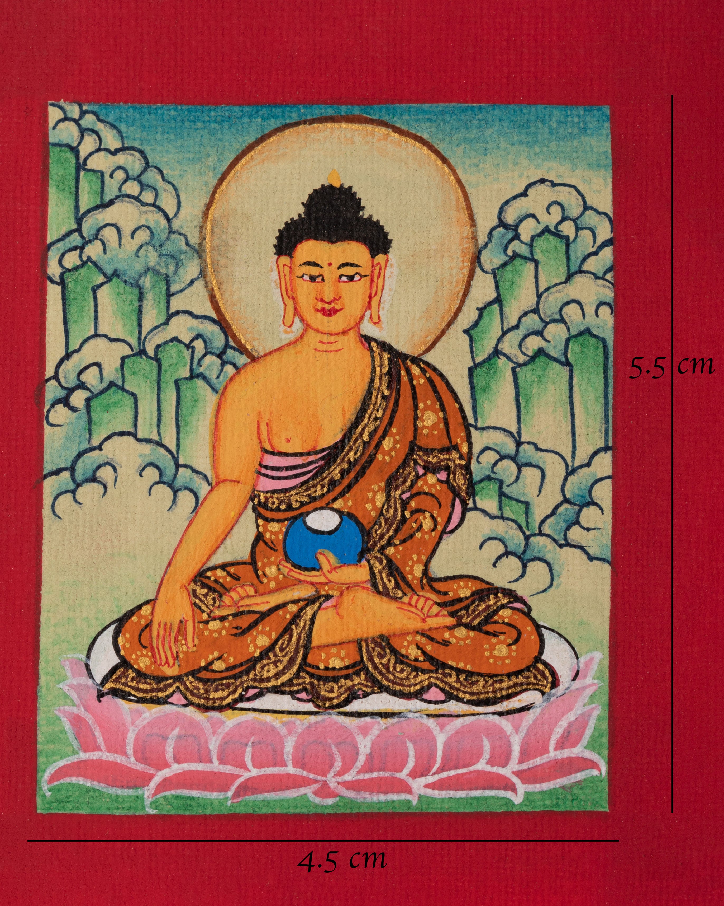 Tibetan Shakyamuni Buddha Thangka for Locket | Sacred Artwork