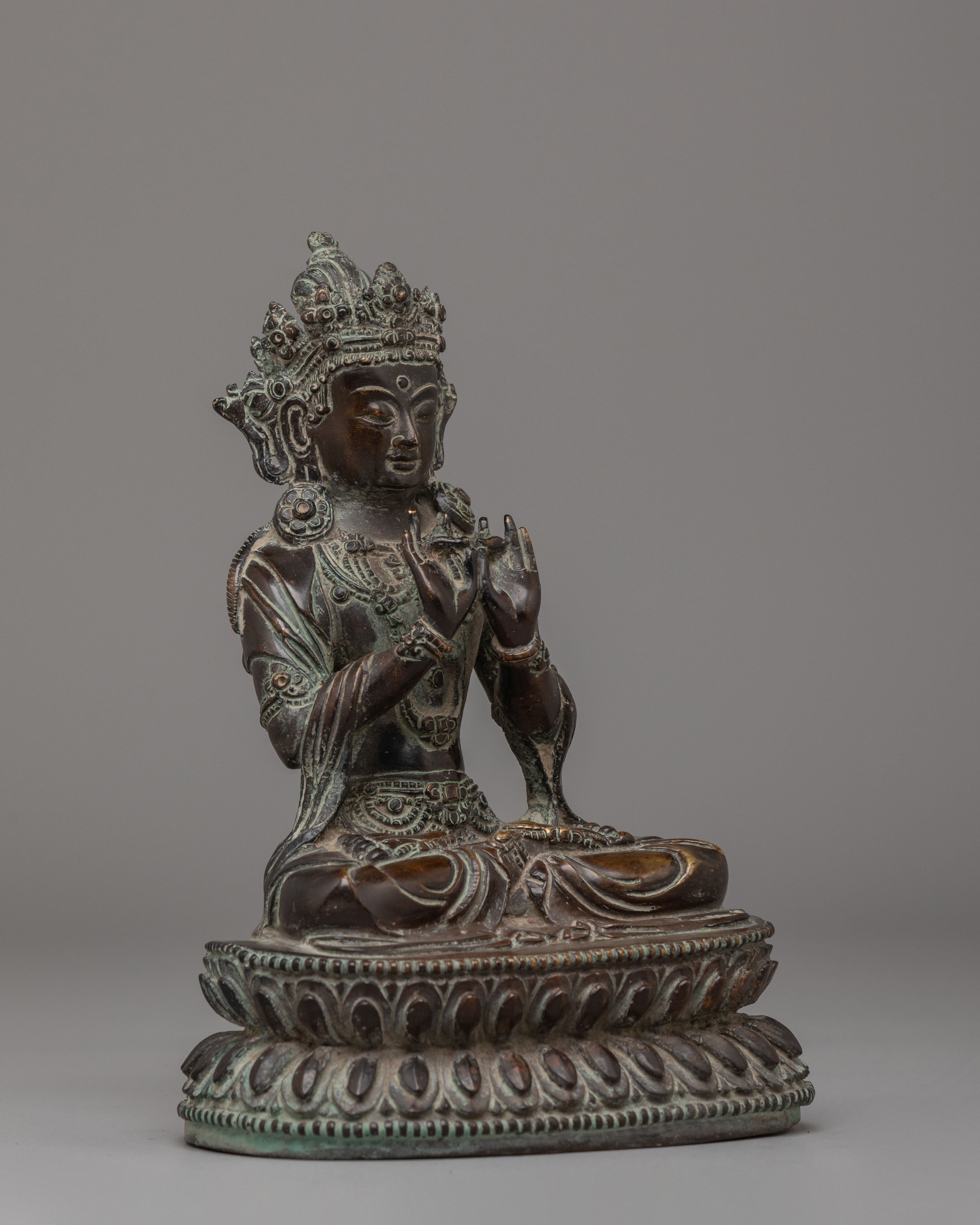 Traditional Akasagarbha Statue | Oxidized Copper Buddhist Sculpture