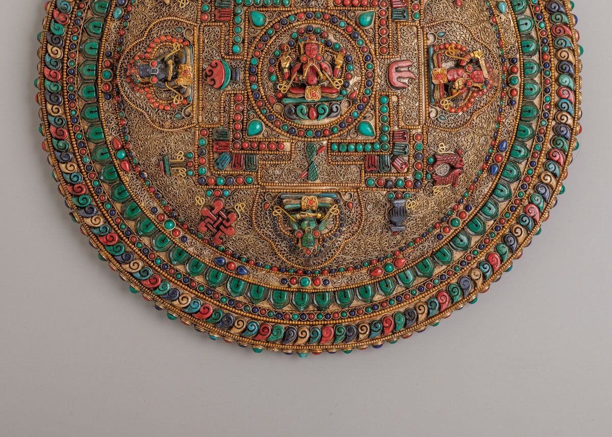 Four Armed Chenrezig Mandala Wall Art | Traditional Himalayan Artwork