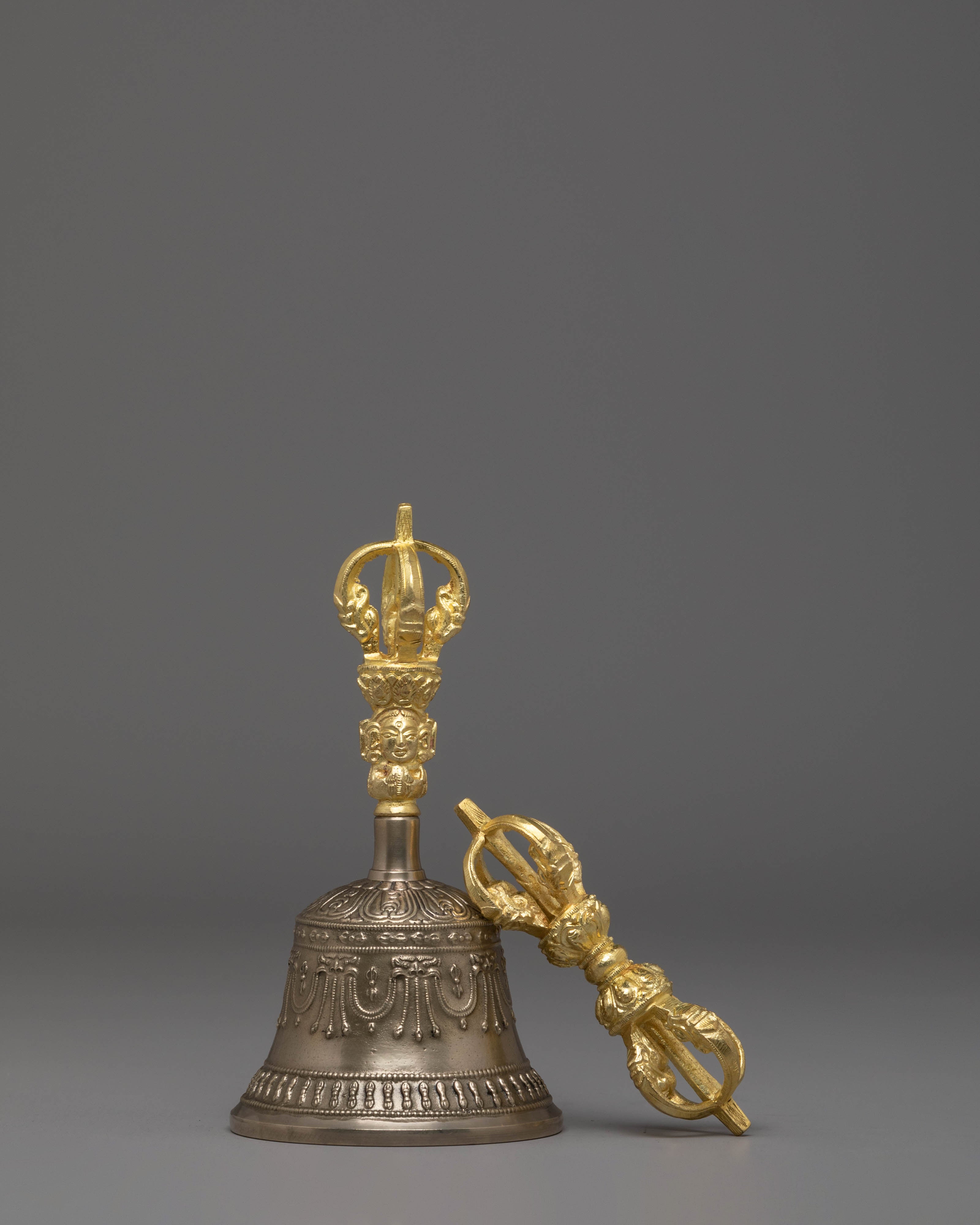 Handmade Buddhist Bell and Vajra Set | Sacred Instruments for Meditation