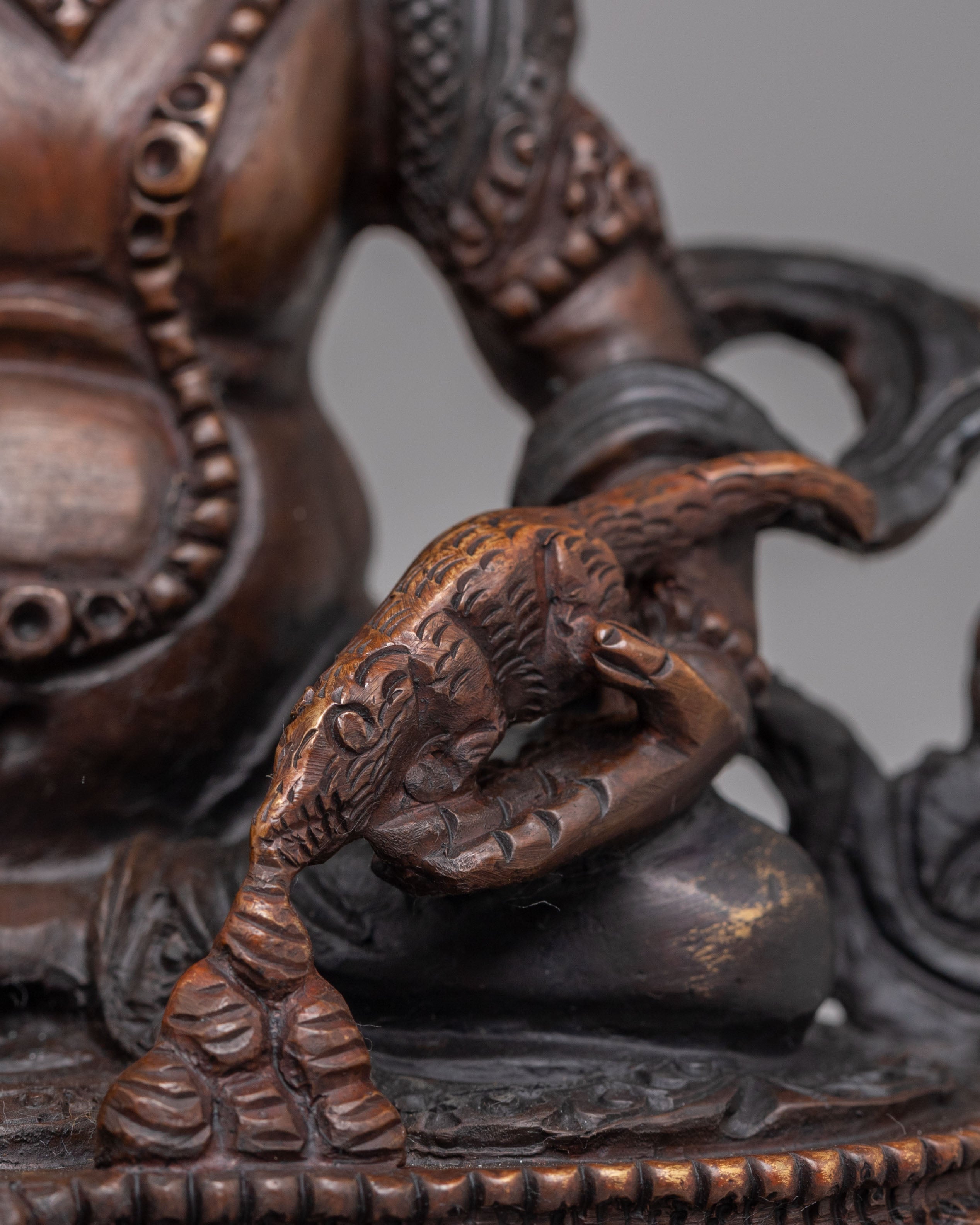 Dzambhala Wealth Protector Deity Statue | Copper Buddhist Altar Decor