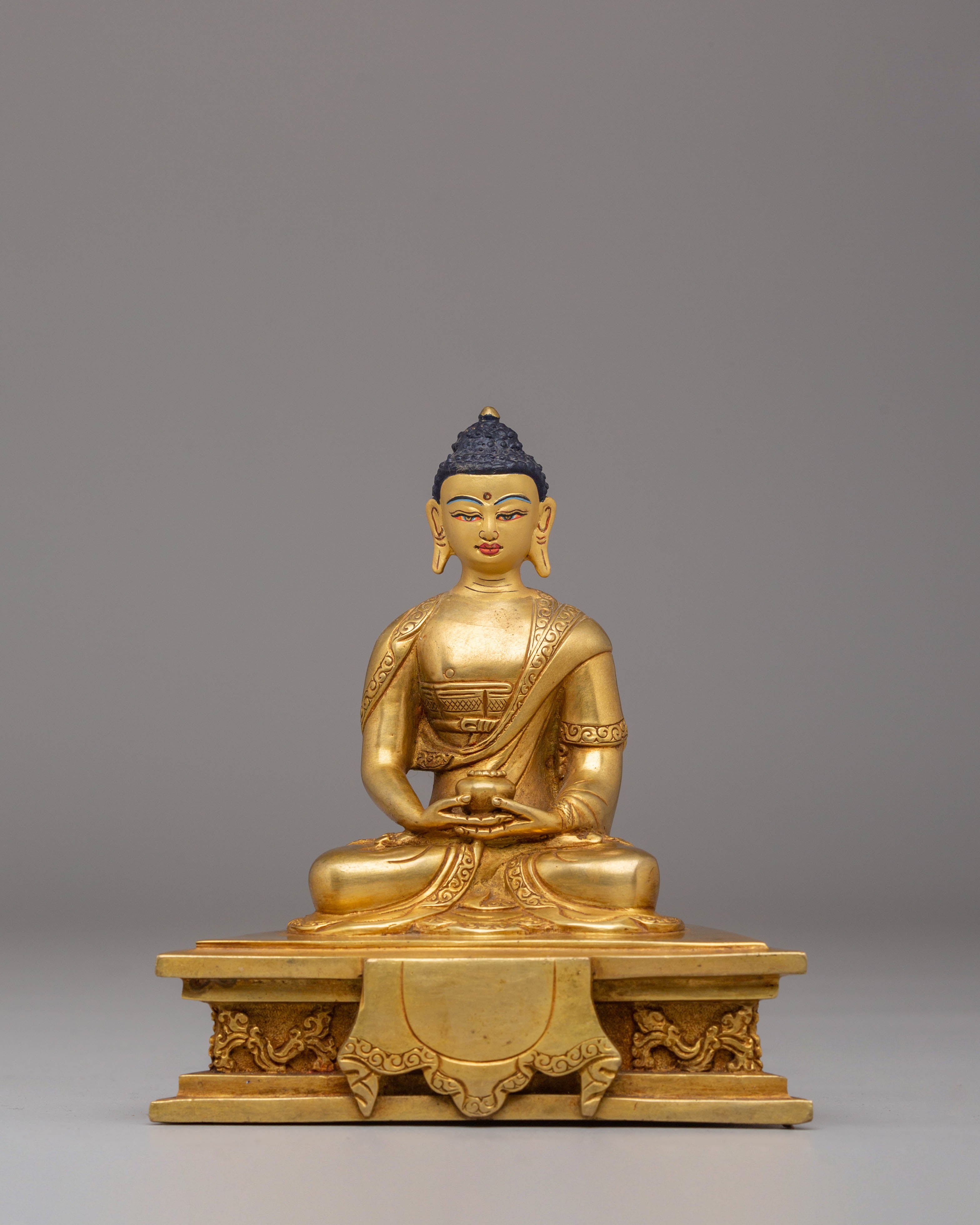 Buddha Amitabha Sacred Statue | Gold Plated Copper for Wisdom and Compassion