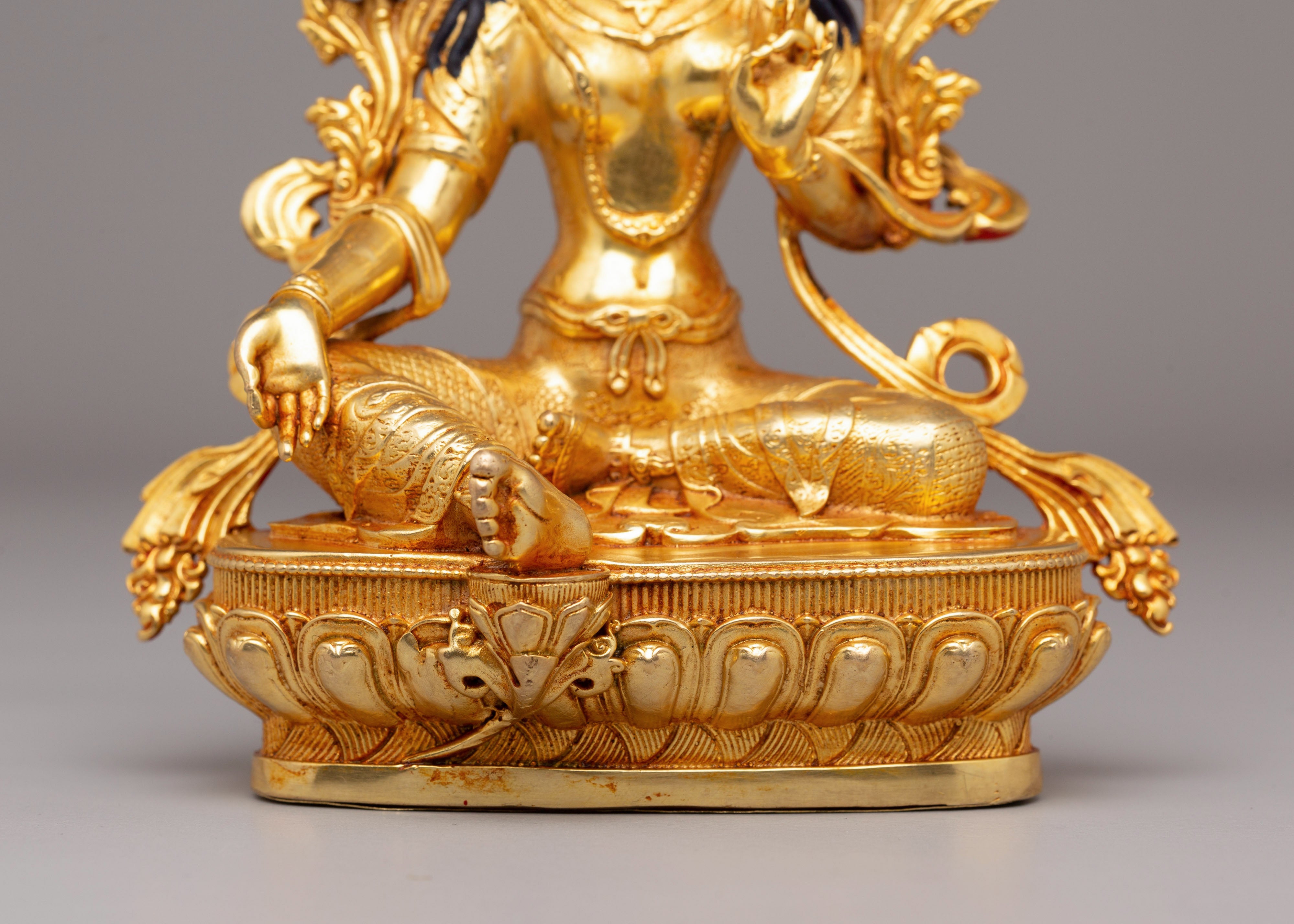 Handmade Green Tara Buddhist Statue | Serene Figure for Meditation & Spiritual Decor